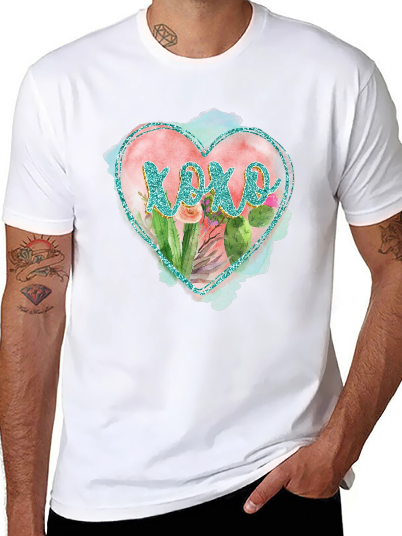 XOXO Heart Tee - Stylish Cactus Design T-Shirt