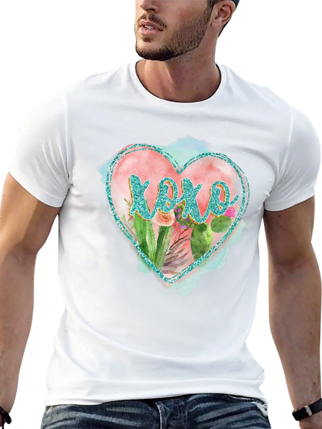 XOXO Heart Tee - Stylish Cactus Design T-Shirt