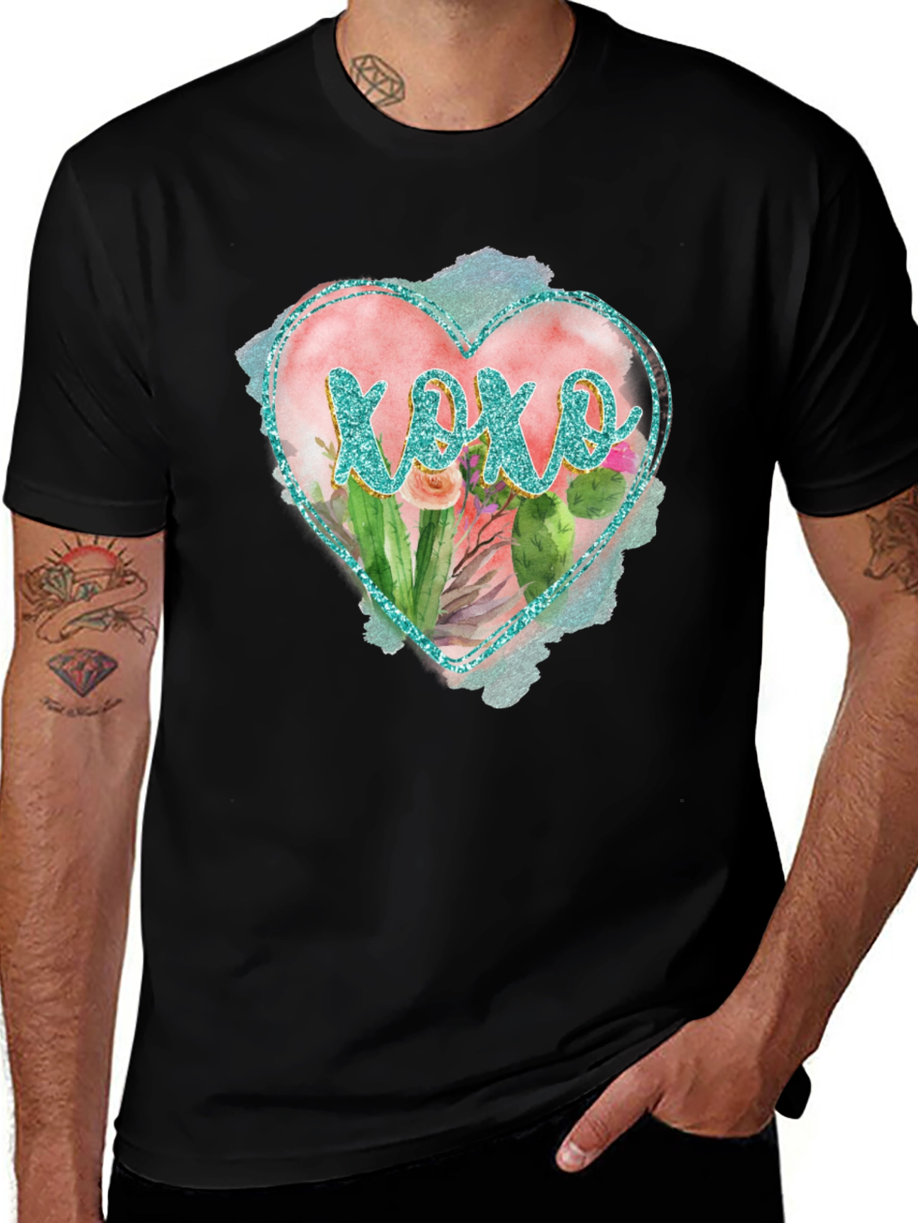 XOXO Heart Tee - Stylish Cactus Design T-Shirt