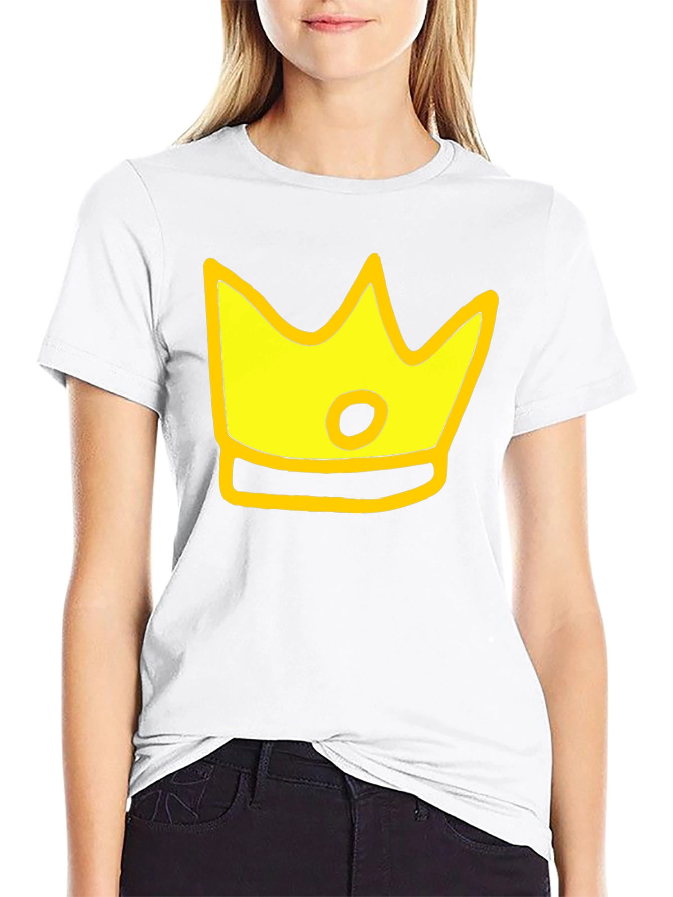 Cartoon Crown Graphic Black T-Shirt