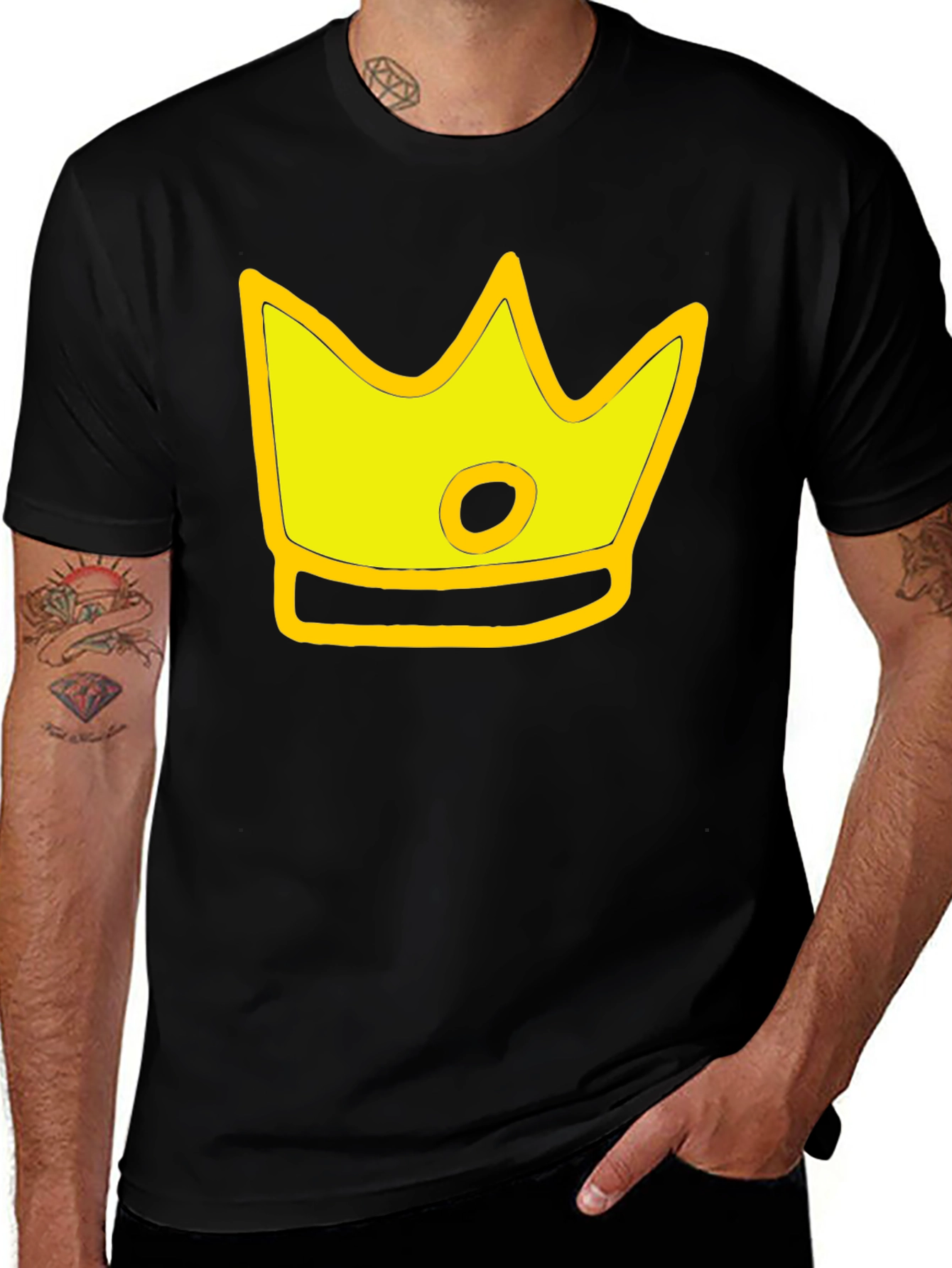 Cartoon Crown Graphic Black T-Shirt