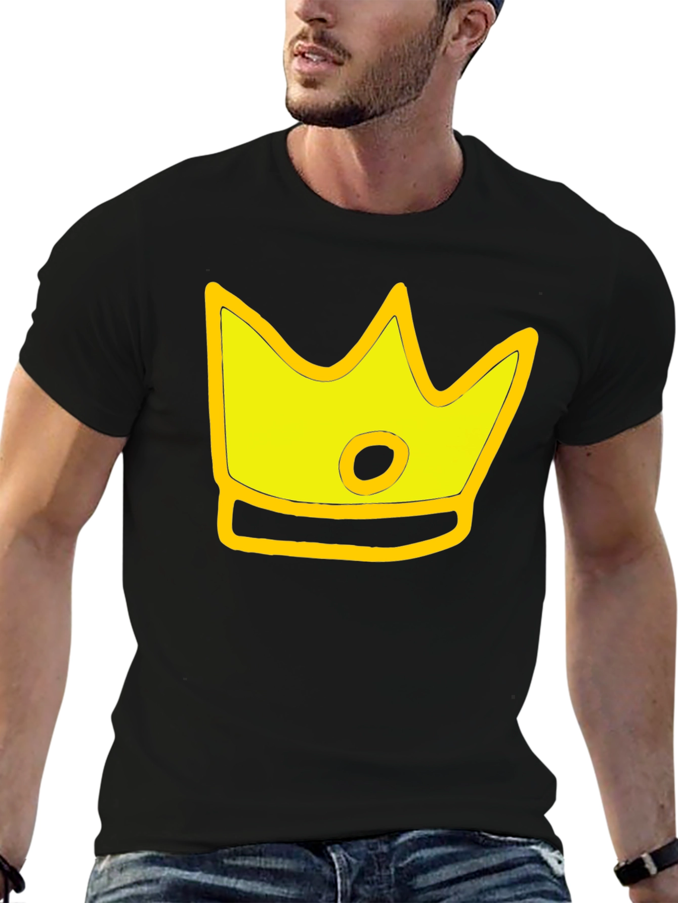 Cartoon Crown Graphic Black T-Shirt