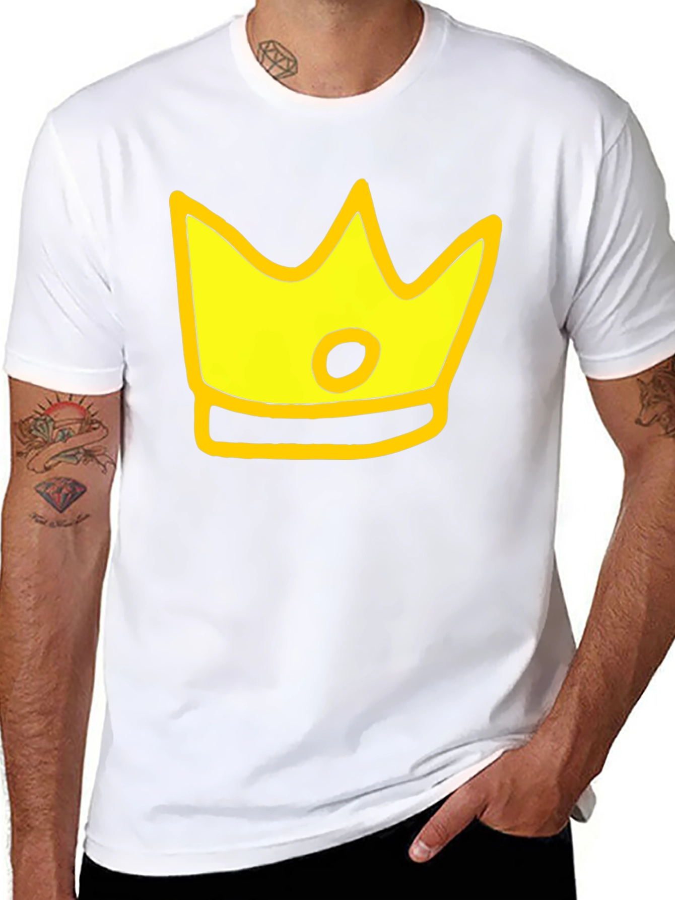 Cartoon Crown Graphic Black T-Shirt