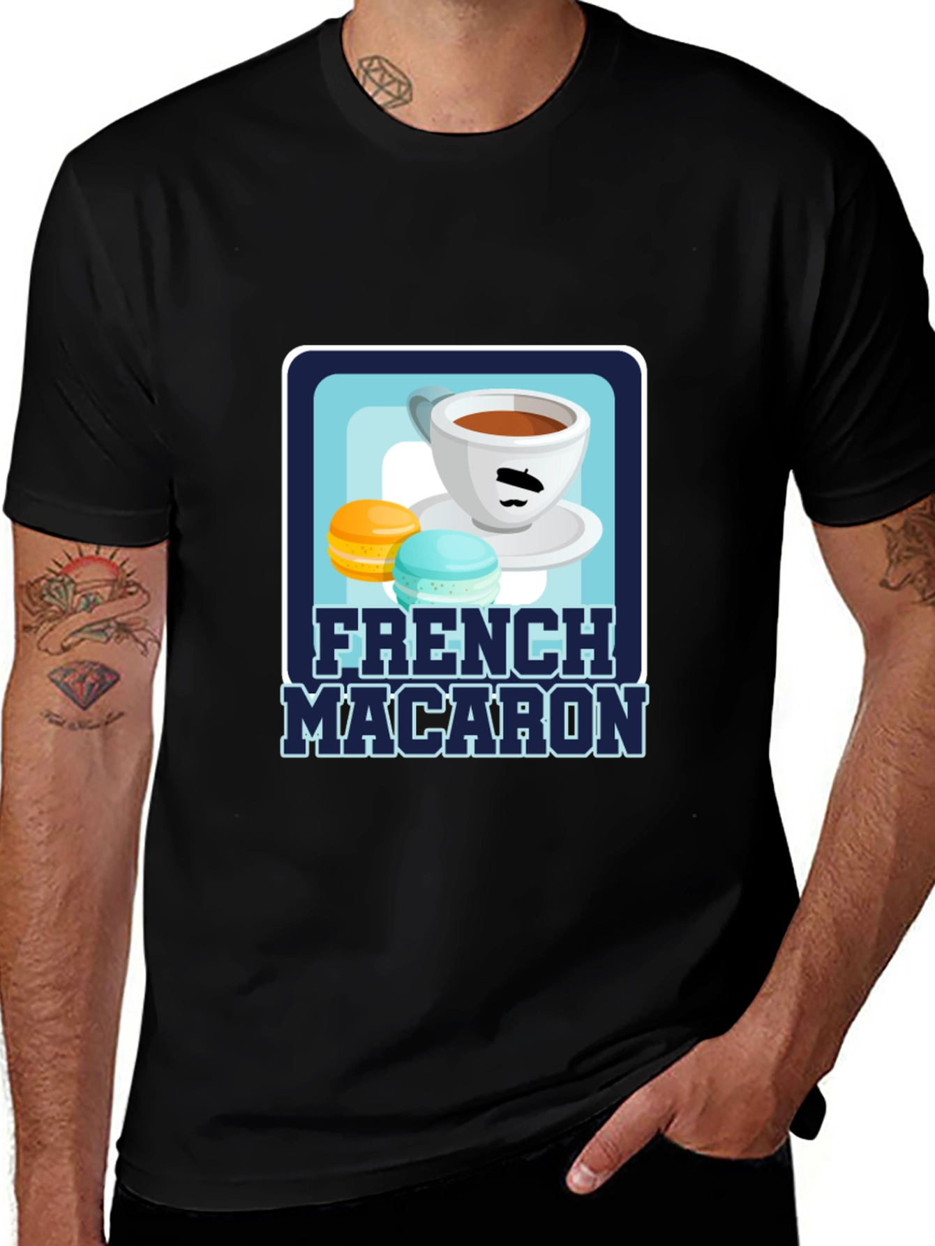 French Macaron T-Shirt | Coffee & Dessert Graphic Tee