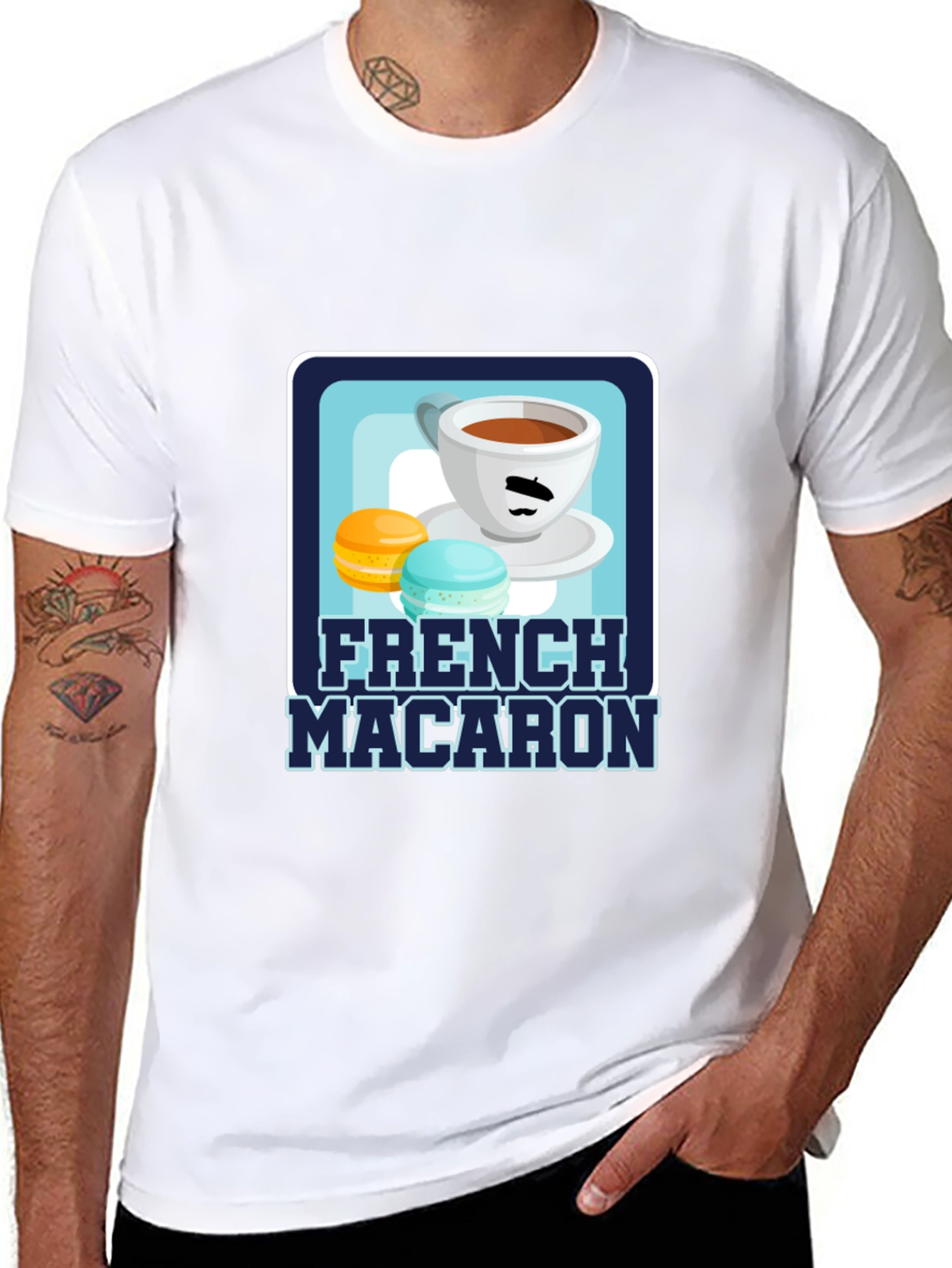 French Macaron T-Shirt | Coffee & Dessert Graphic Tee