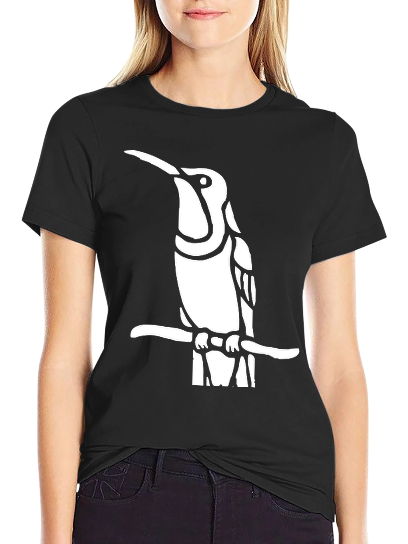 Hummingbird Graphic Tee - Black Cotton Shirt