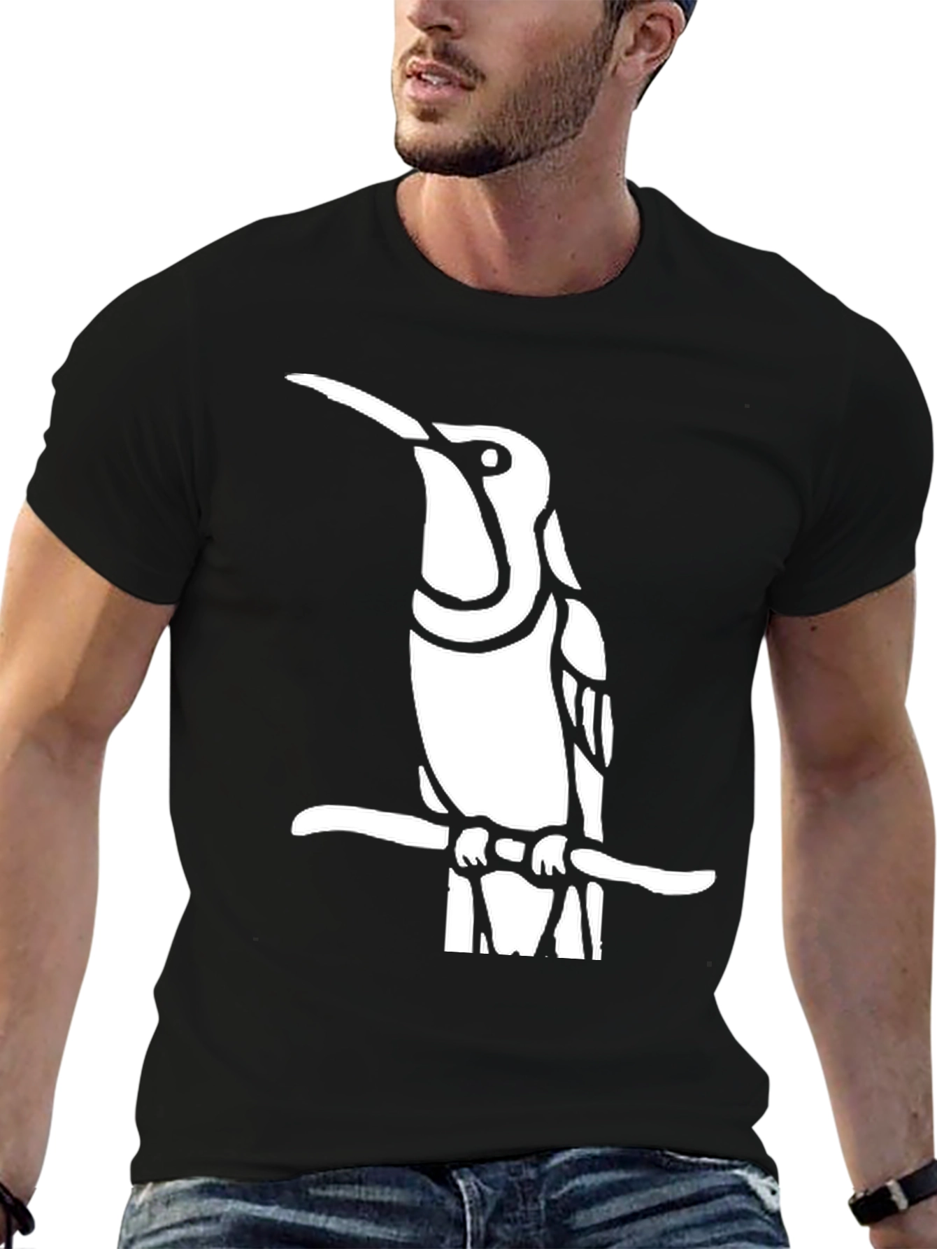 Hummingbird Graphic Tee - Black Cotton Shirt