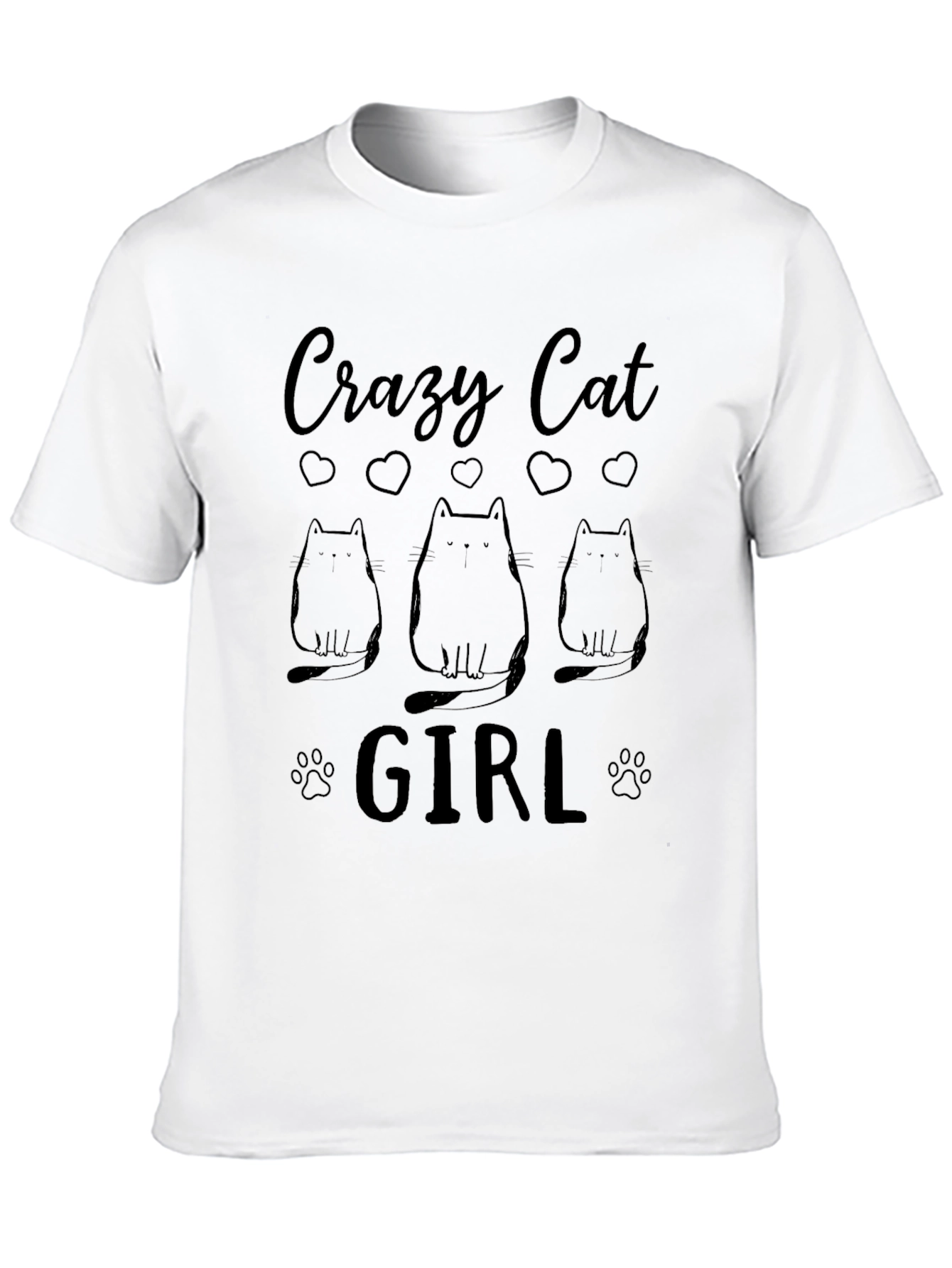 Crazy Cat Girl Black T-Shirt