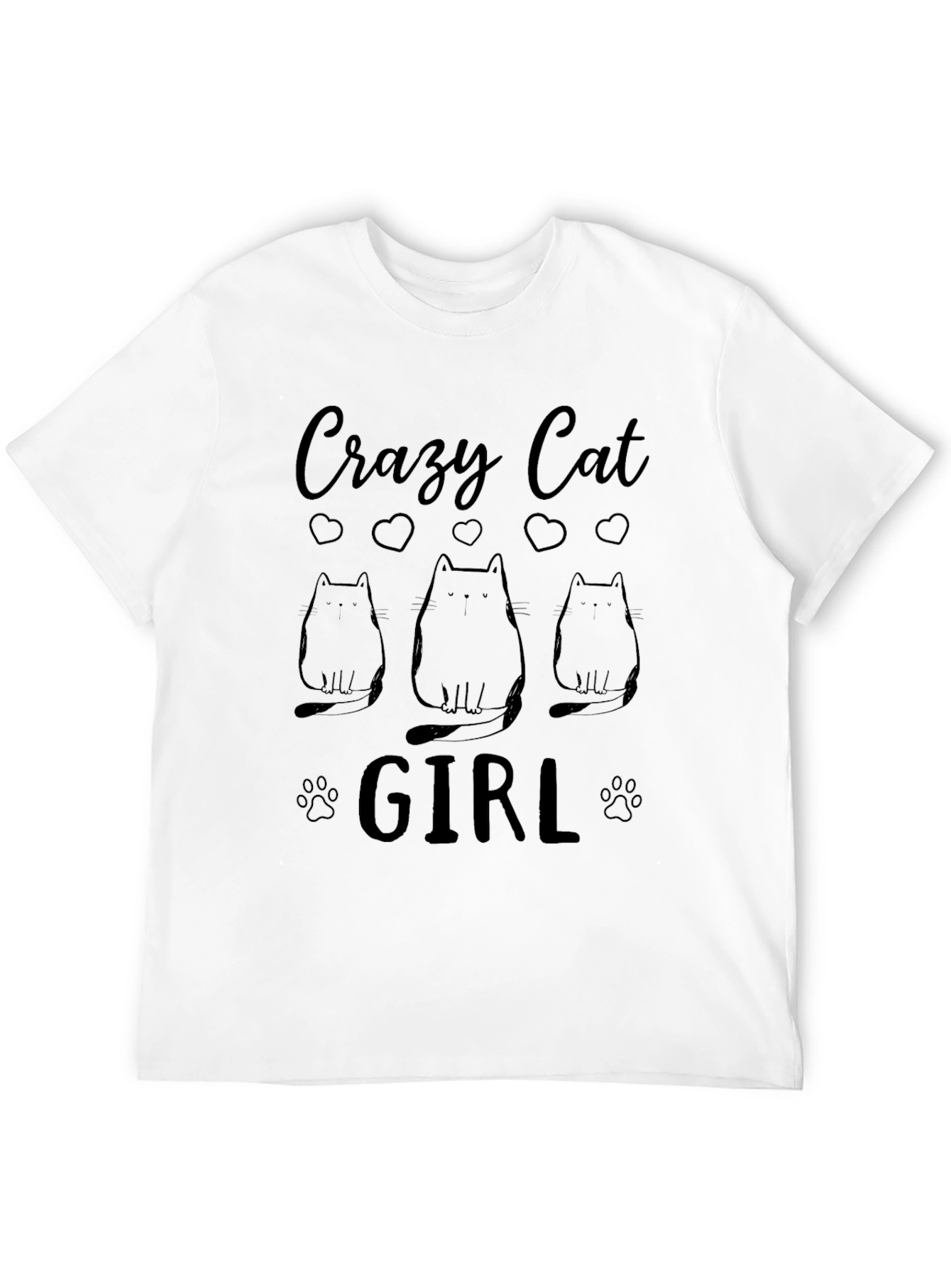 Crazy Cat Girl Black T-Shirt