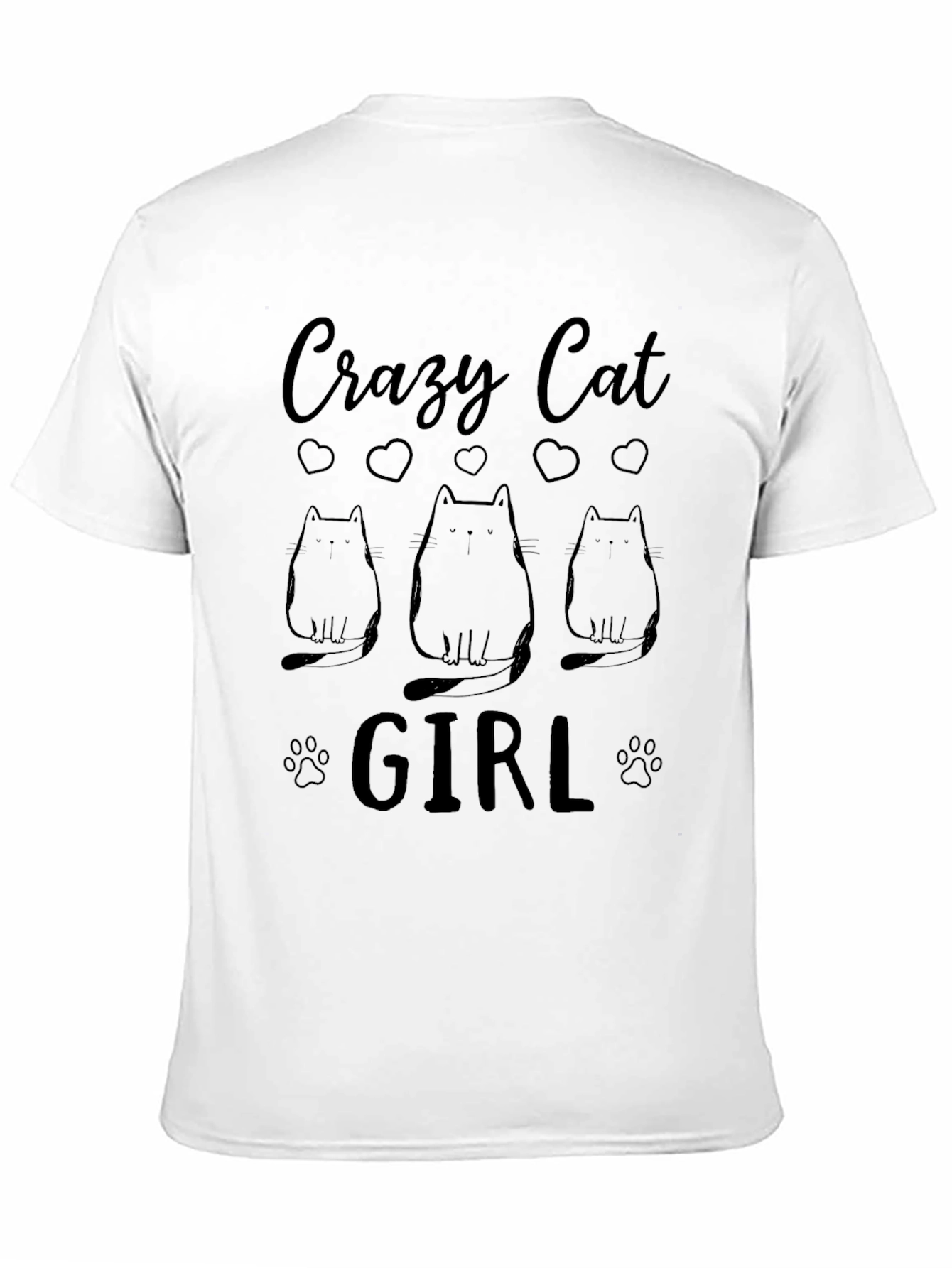 Crazy Cat Girl Black T-Shirt