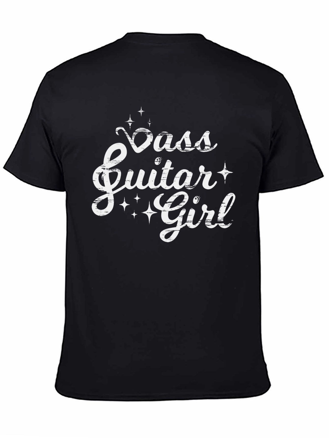 Bass Guitar Girl Black Tee - Music Lovers T-Shirt