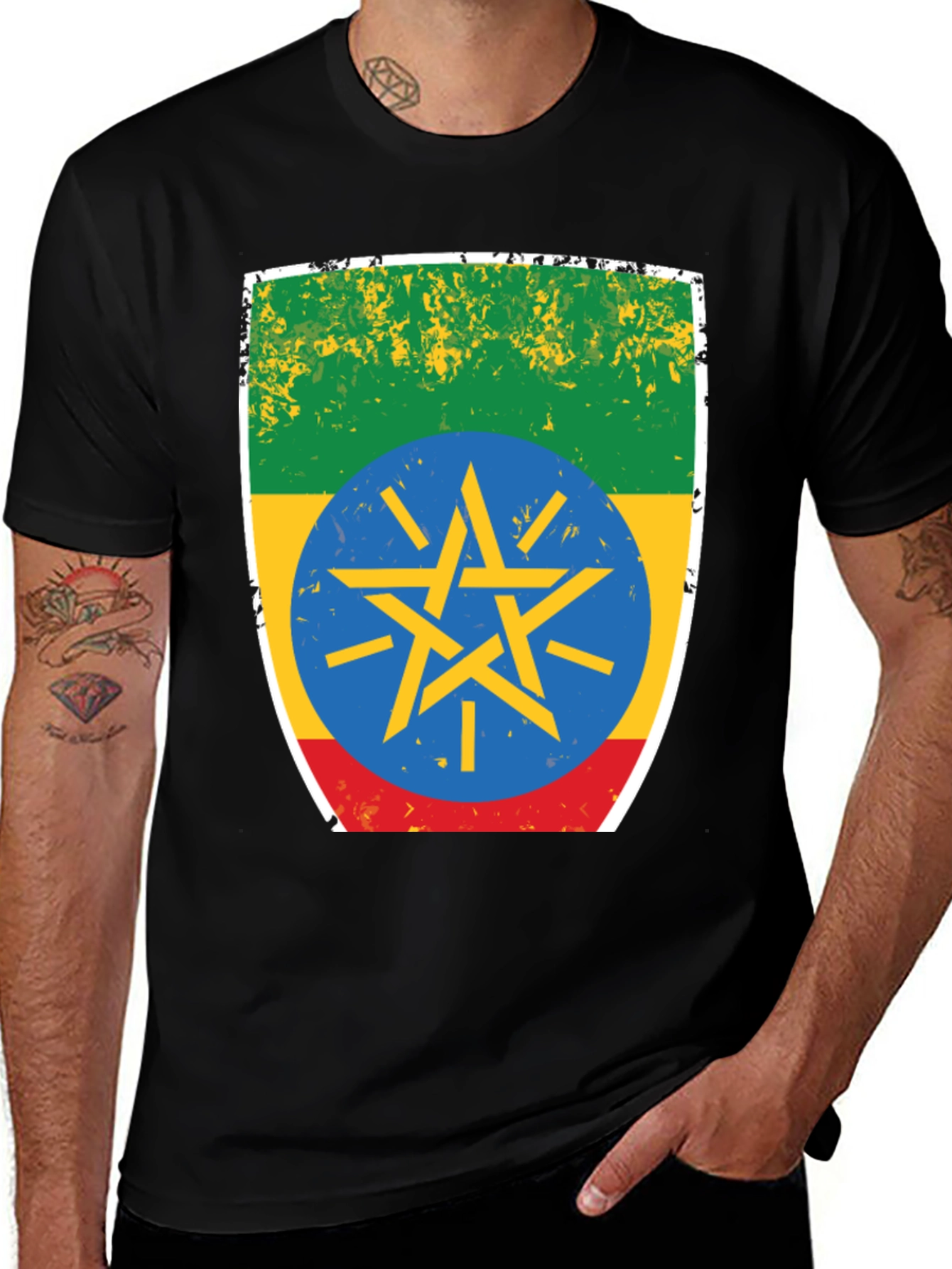 Ethiopia Flag T-Shirt - Distressed Design