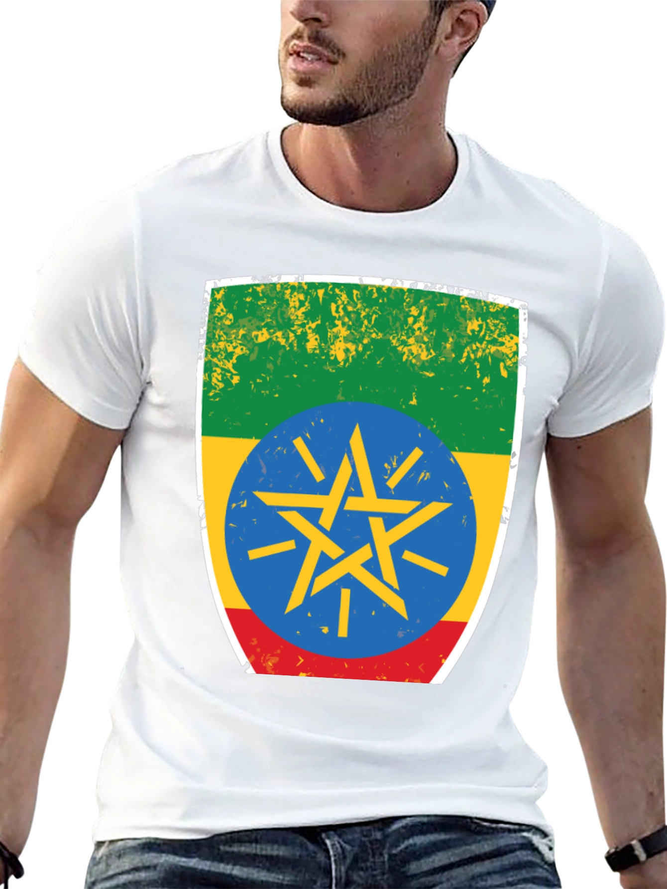 Ethiopia Flag T-Shirt - Distressed Design