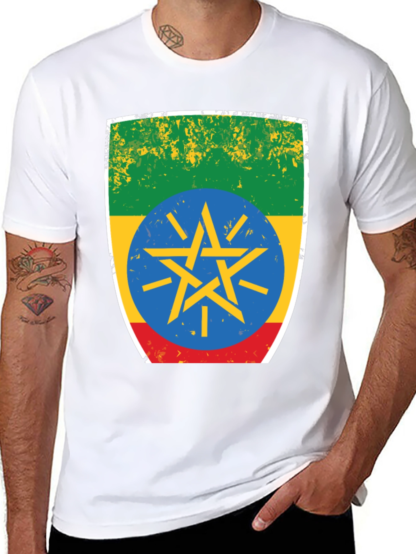 Ethiopia Flag T-Shirt - Distressed Design