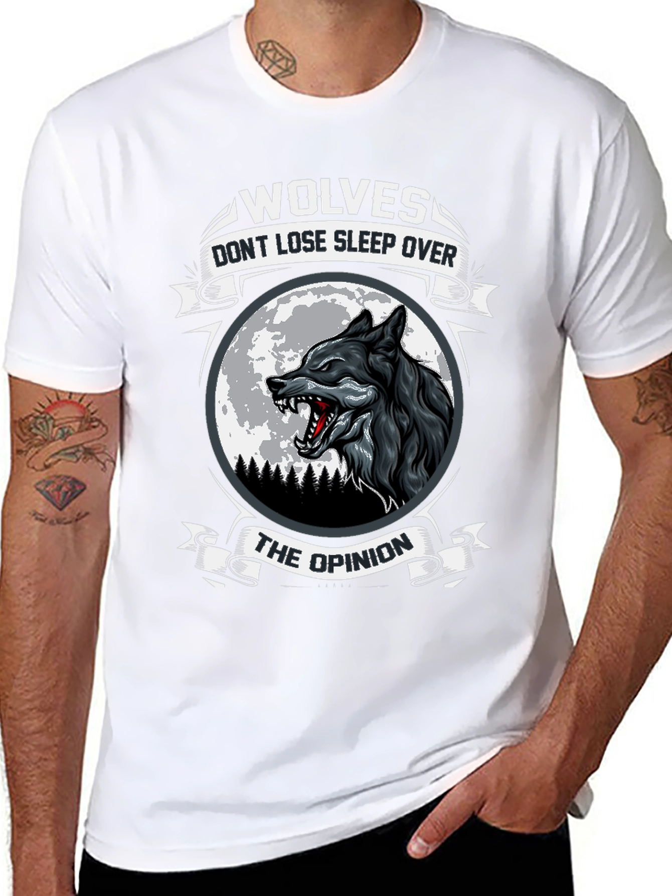 Wolf Moon Graphic Print Mens T-Shirt
