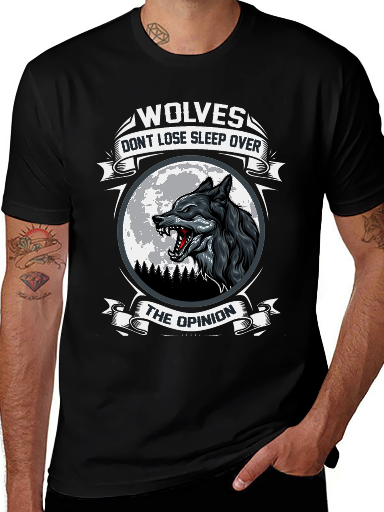 Wolf Moon Graphic Print Mens T-Shirt