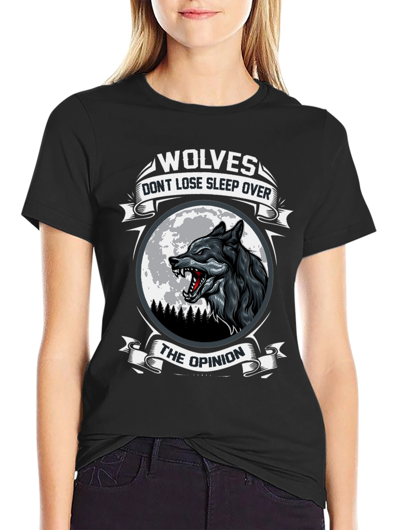 Wolf Moon Graphic Print Mens T-Shirt