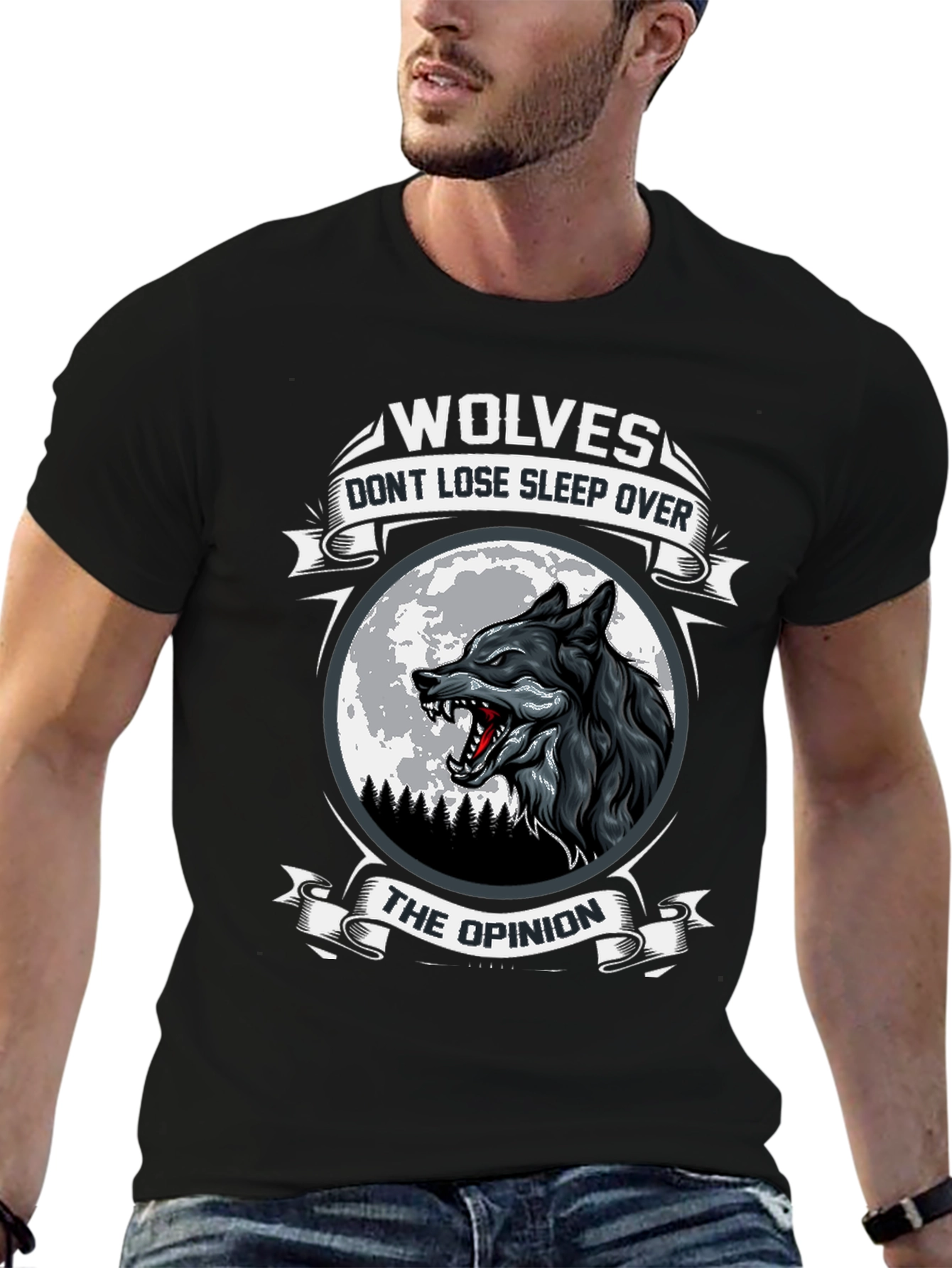 Wolf Moon Graphic Print Mens T-Shirt
