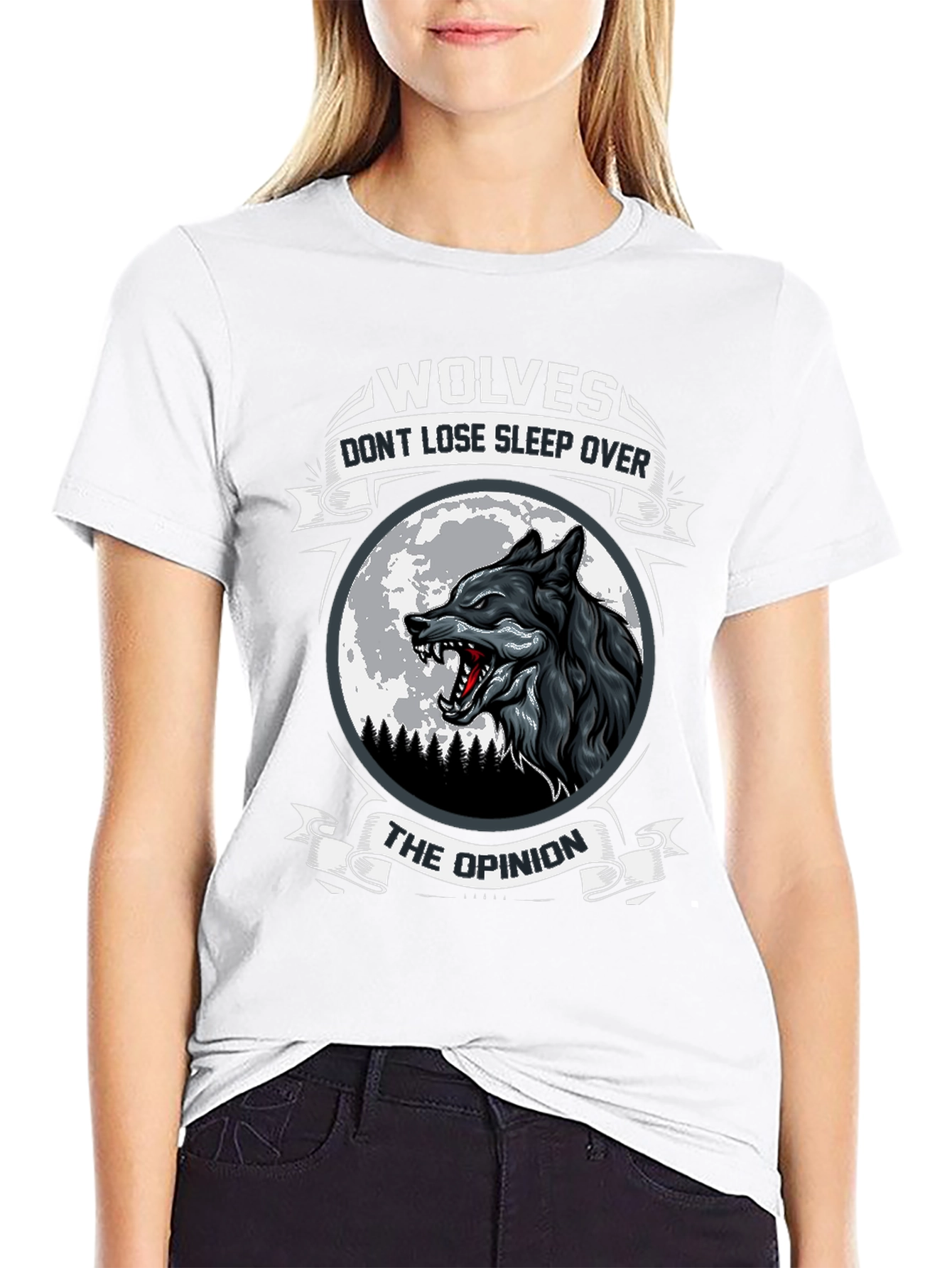 Wolf Moon Graphic Print Mens T-Shirt