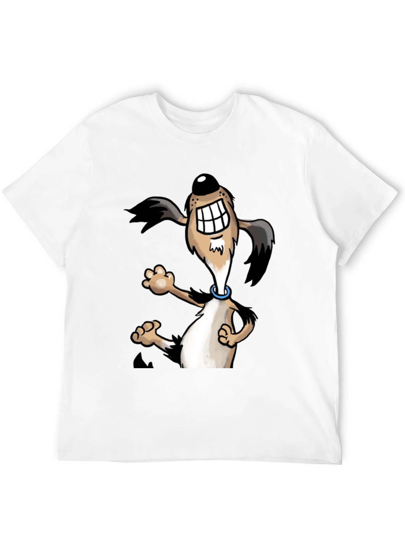 Cartoon Dog Graphic Tee - Black Cotton Shirt