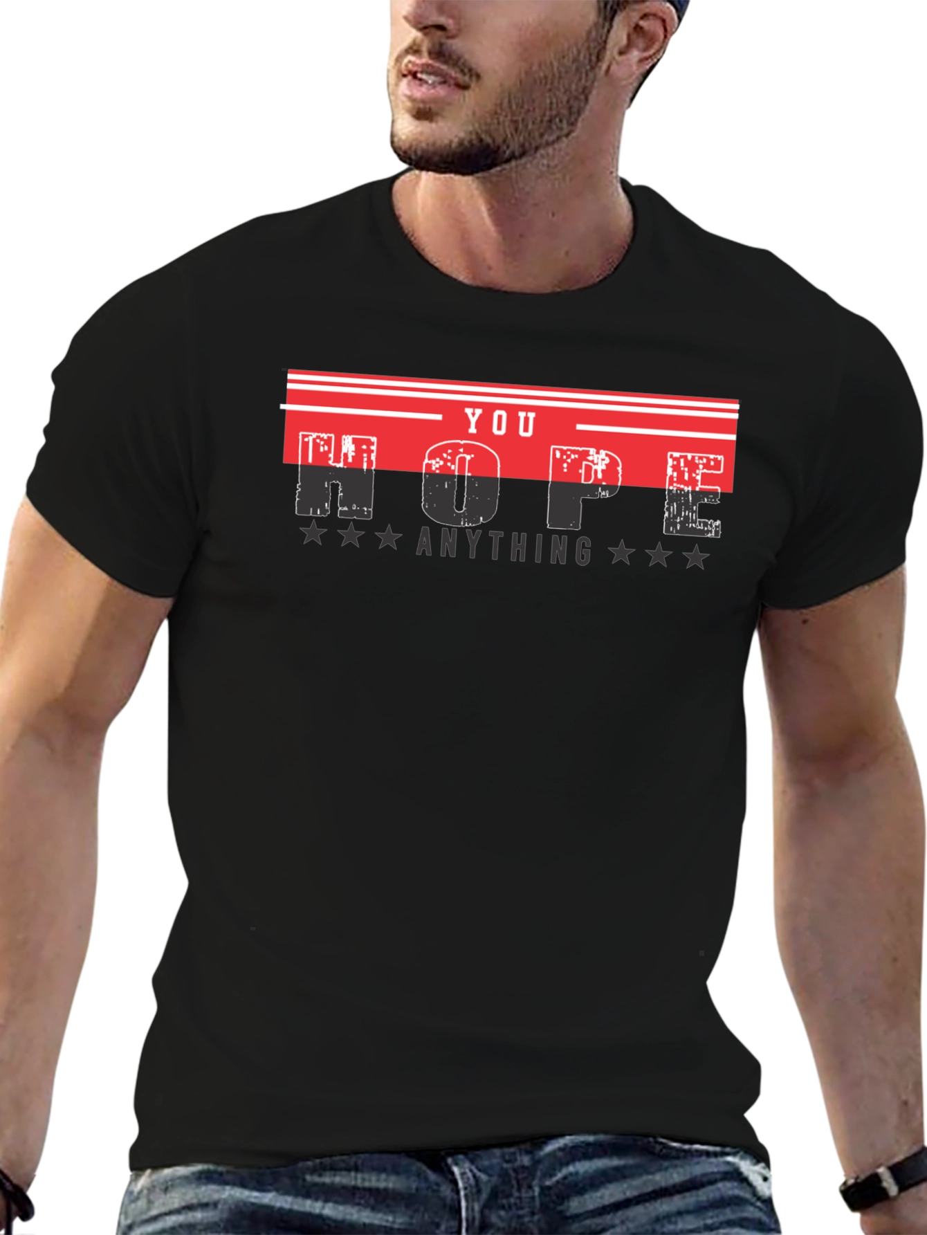 Hope Anything Mens Black Graphic Tee