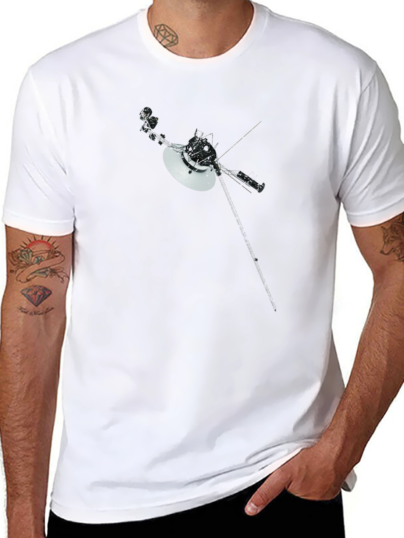 Voyager Space Probe Graphic Tee - Black T-Shirt