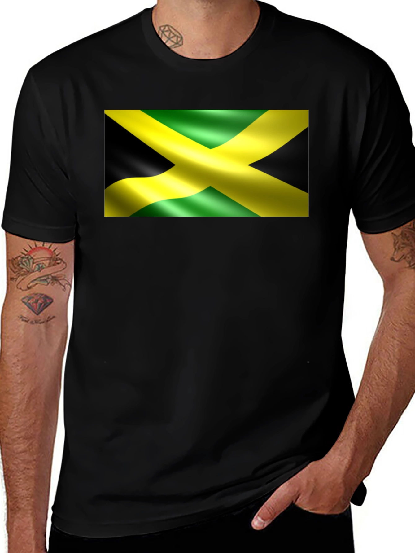 Jamaica Flag T-Shirt - Black Graphic Tee