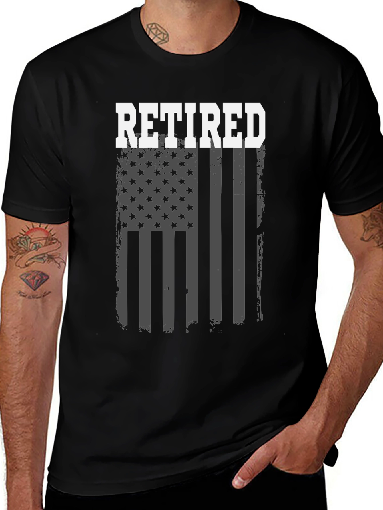 Retired American Flag Graphic T-Shirt