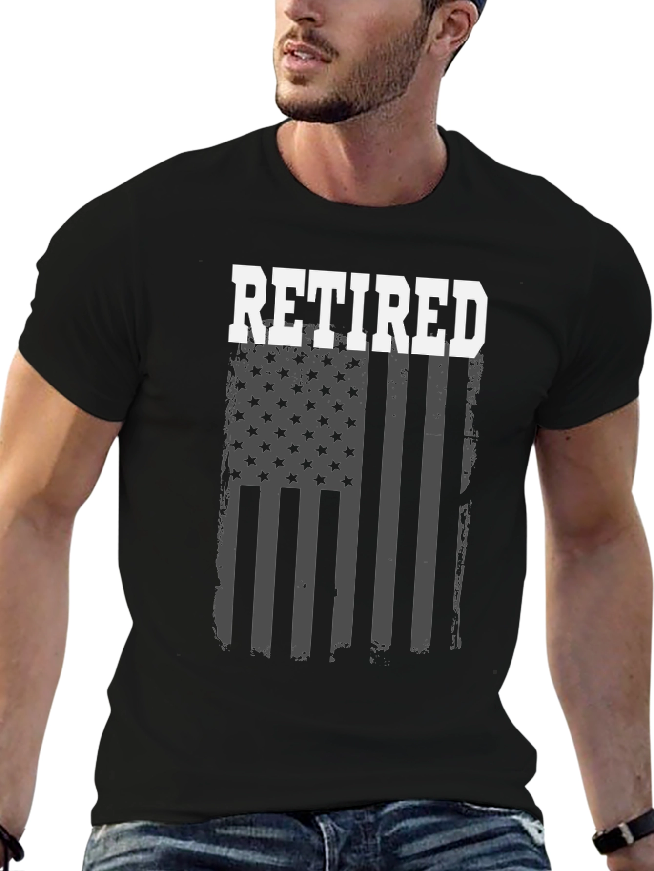 Retired American Flag Graphic T-Shirt