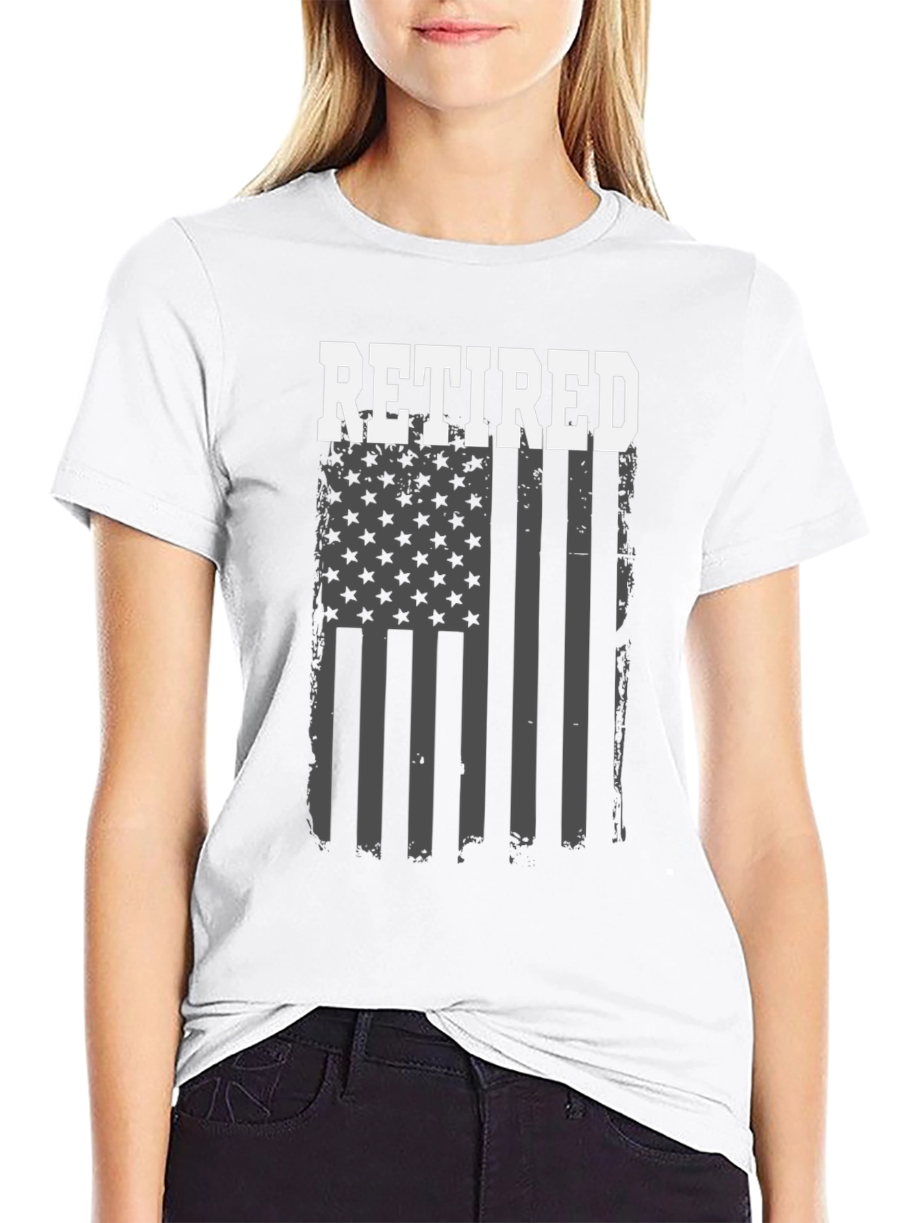 Retired American Flag Graphic T-Shirt