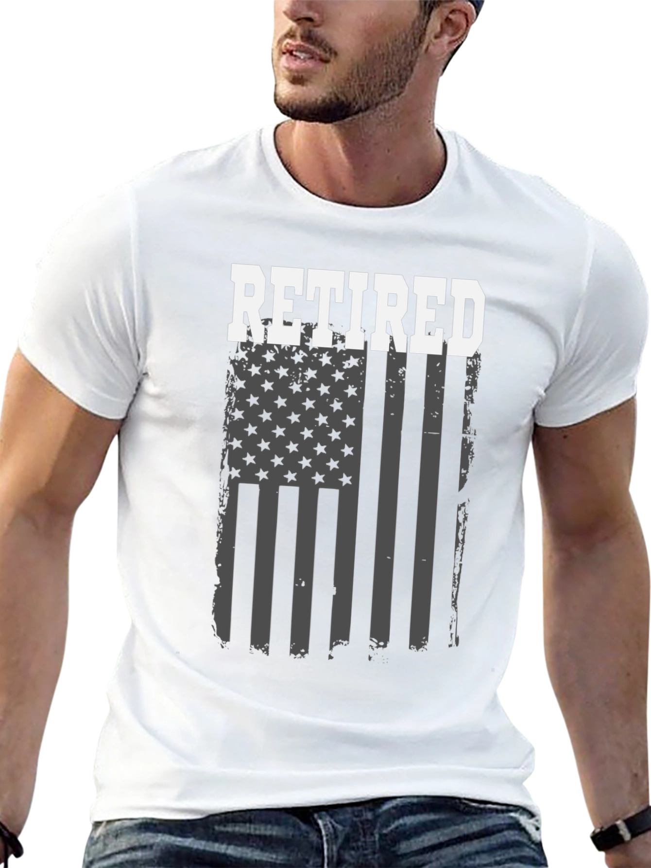 Retired American Flag Graphic T-Shirt