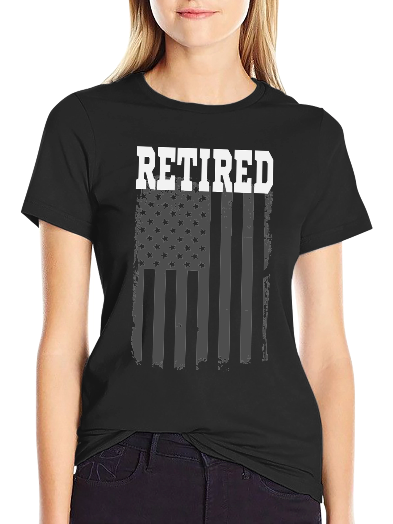Retired American Flag Graphic T-Shirt