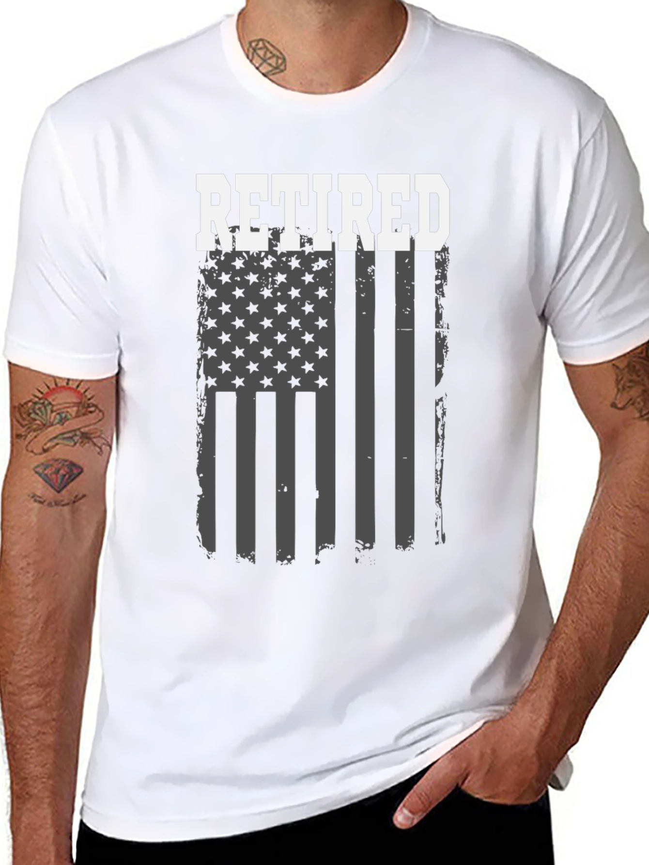 Retired American Flag Graphic T-Shirt