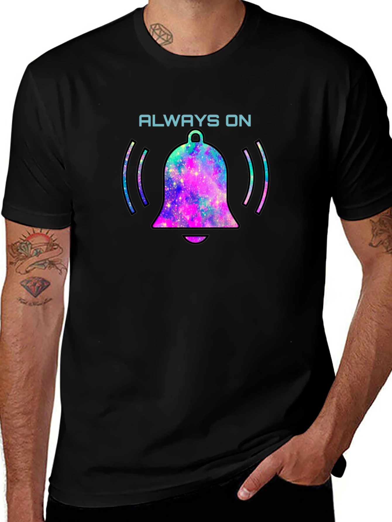 Always On Bell Graphic Tee - Black Cotton T-Shirt