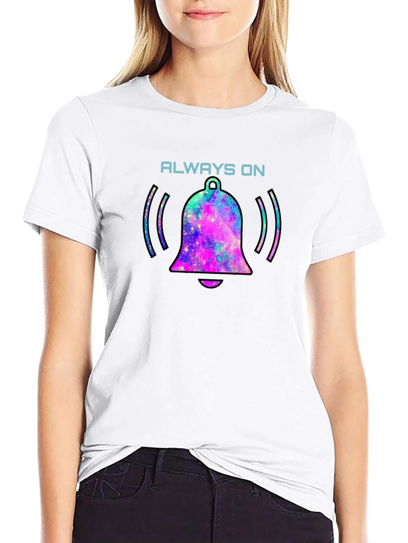Always On Bell Graphic Tee - Black Cotton T-Shirt