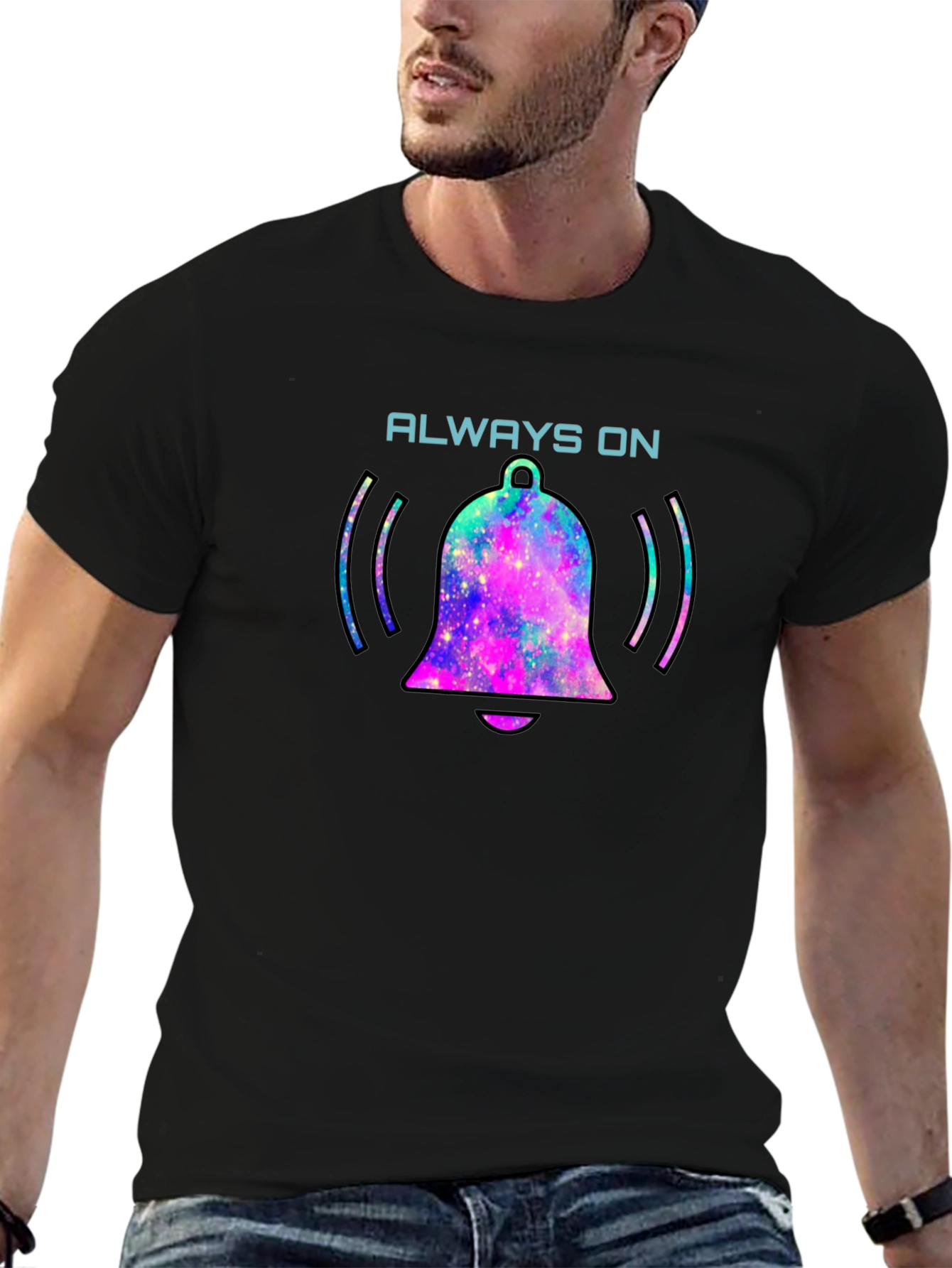 Always On Bell Graphic Tee - Black Cotton T-Shirt