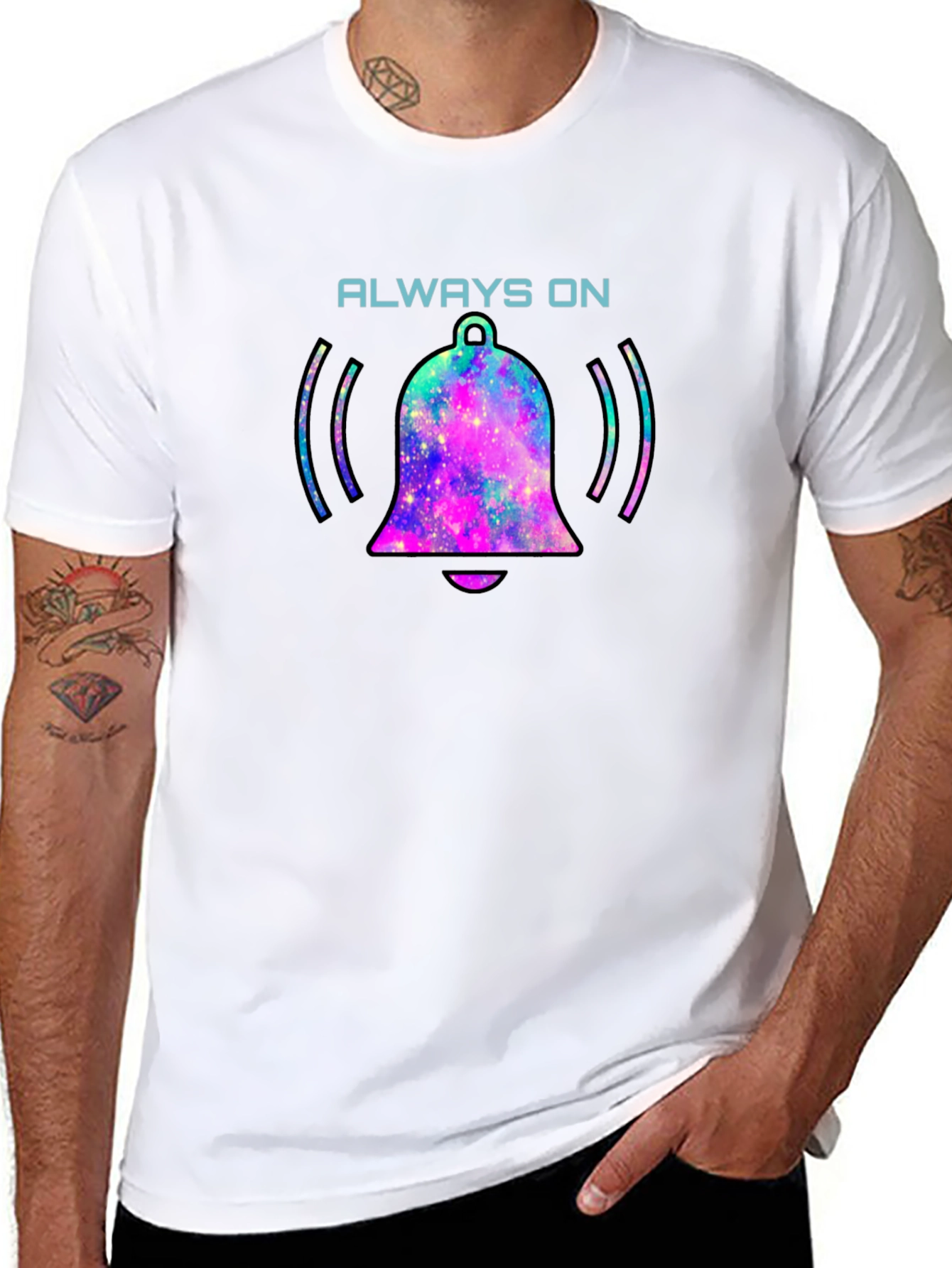 Always On Bell Graphic Tee - Black Cotton T-Shirt