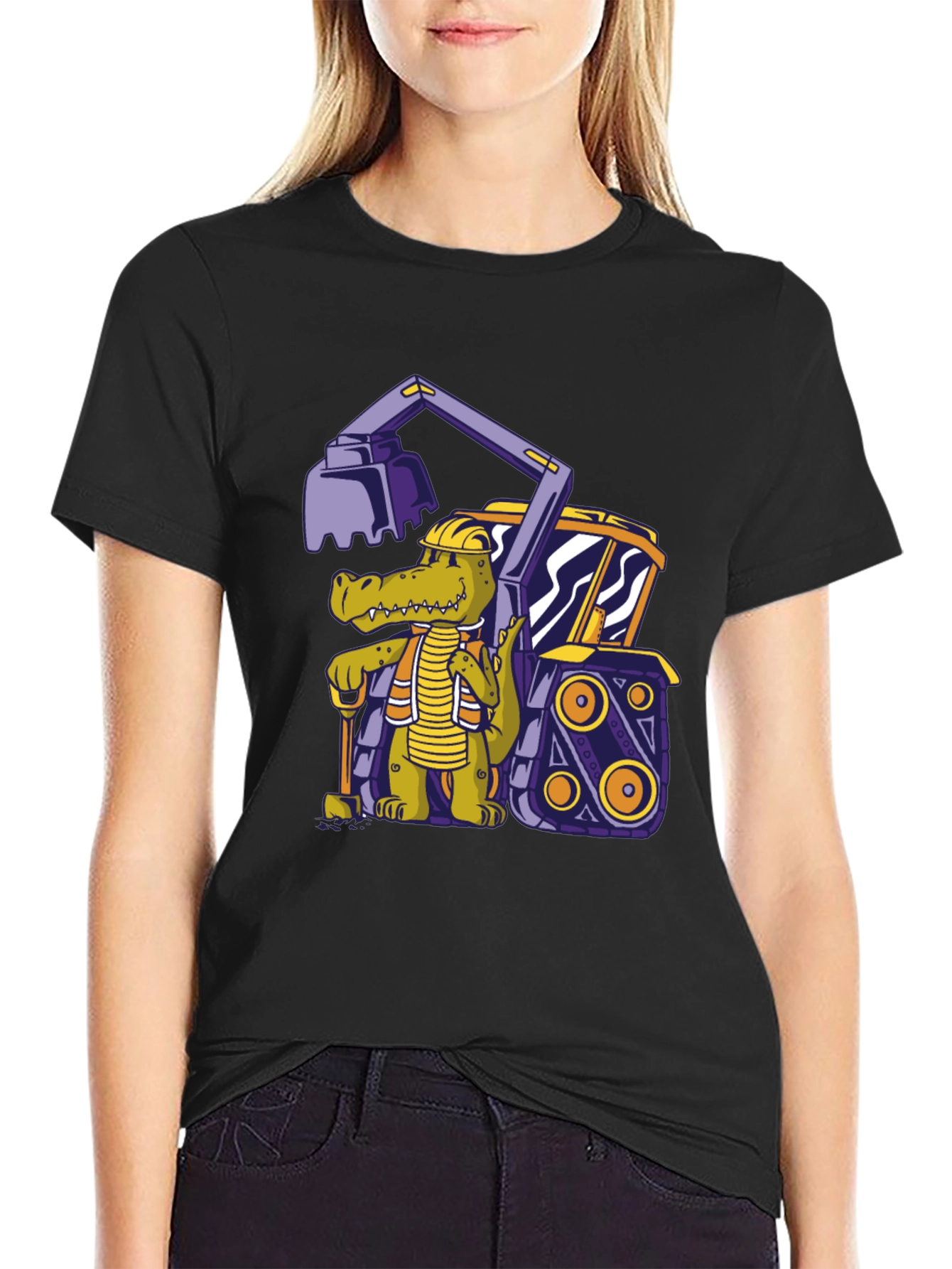 Crocodile Excavator T-Shirt - Cartoon Construction Tee