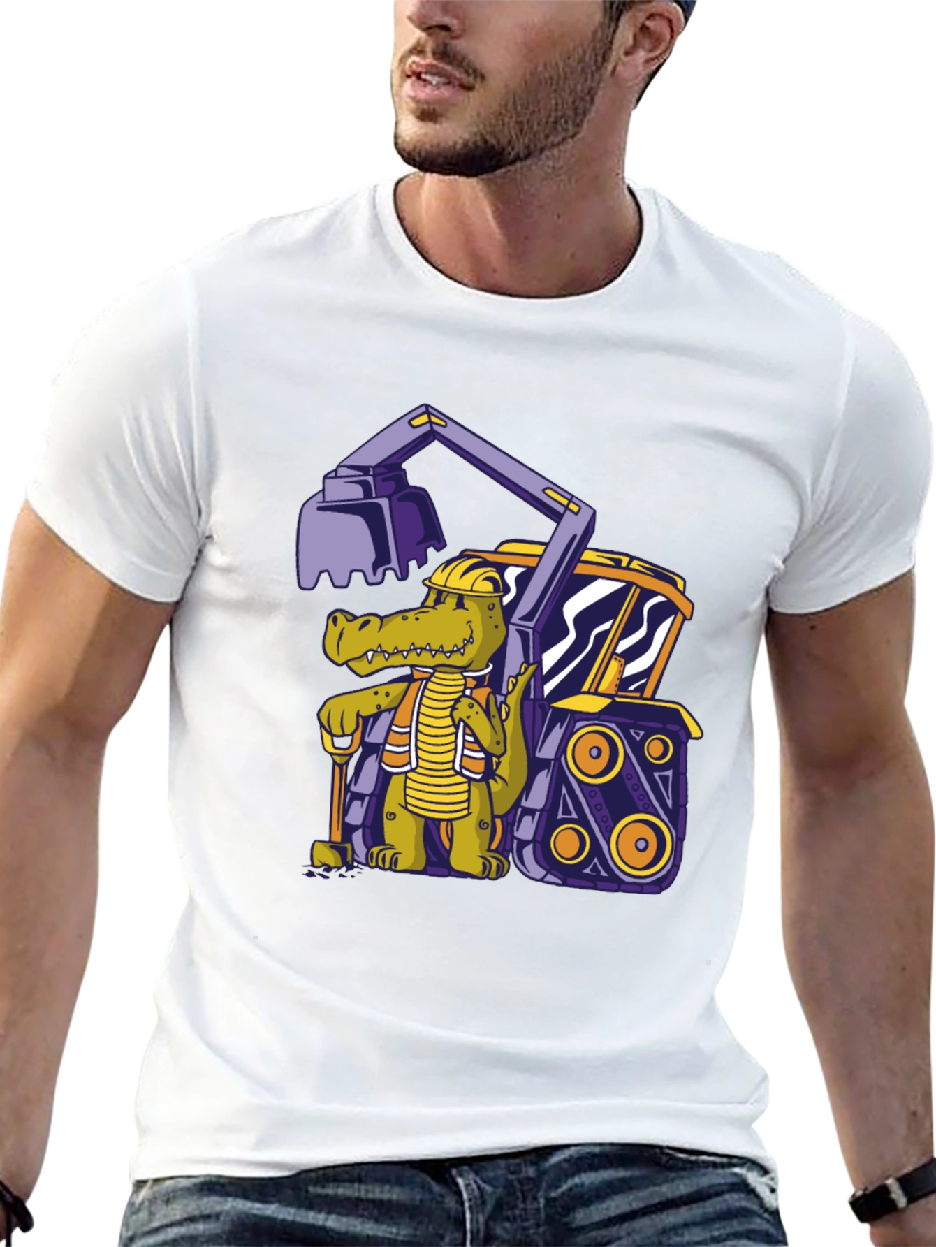 Crocodile Excavator T-Shirt - Cartoon Construction Tee