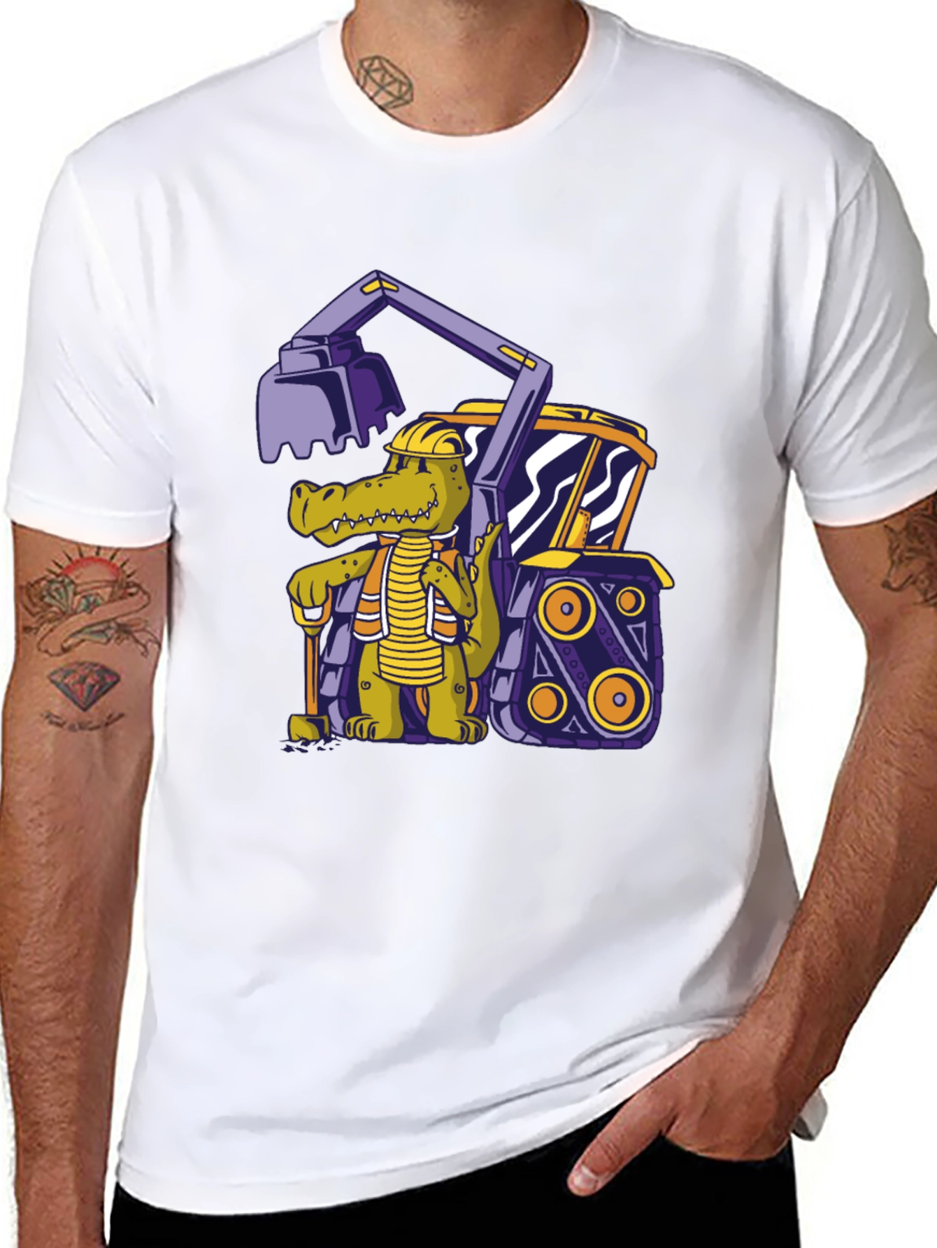 Crocodile Excavator T-Shirt - Cartoon Construction Tee