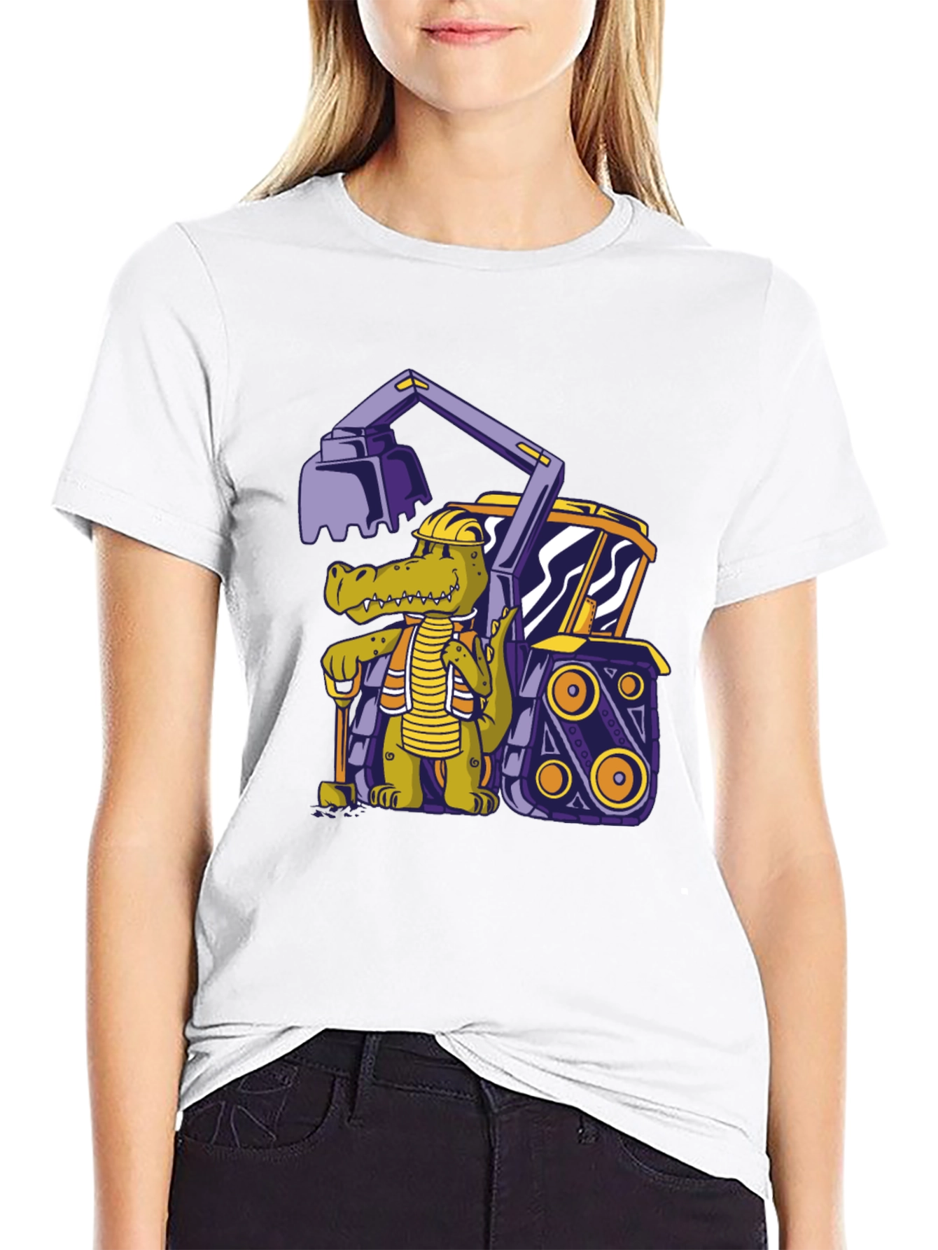 Crocodile Excavator T-Shirt - Cartoon Construction Tee