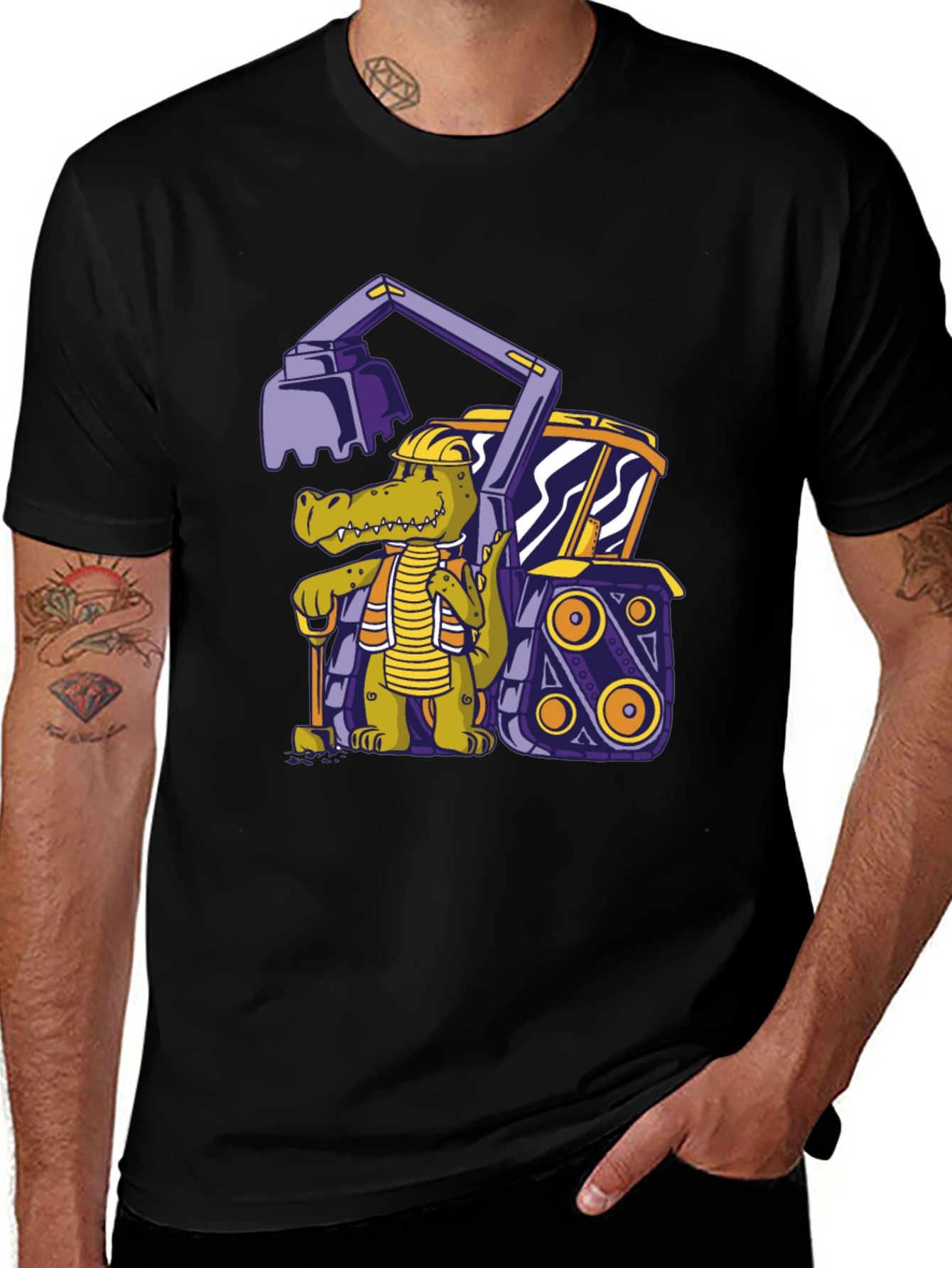Crocodile Excavator T-Shirt - Cartoon Construction Tee