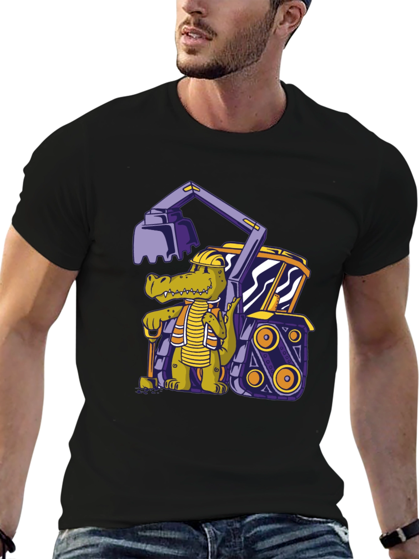 Crocodile Excavator T-Shirt - Cartoon Construction Tee