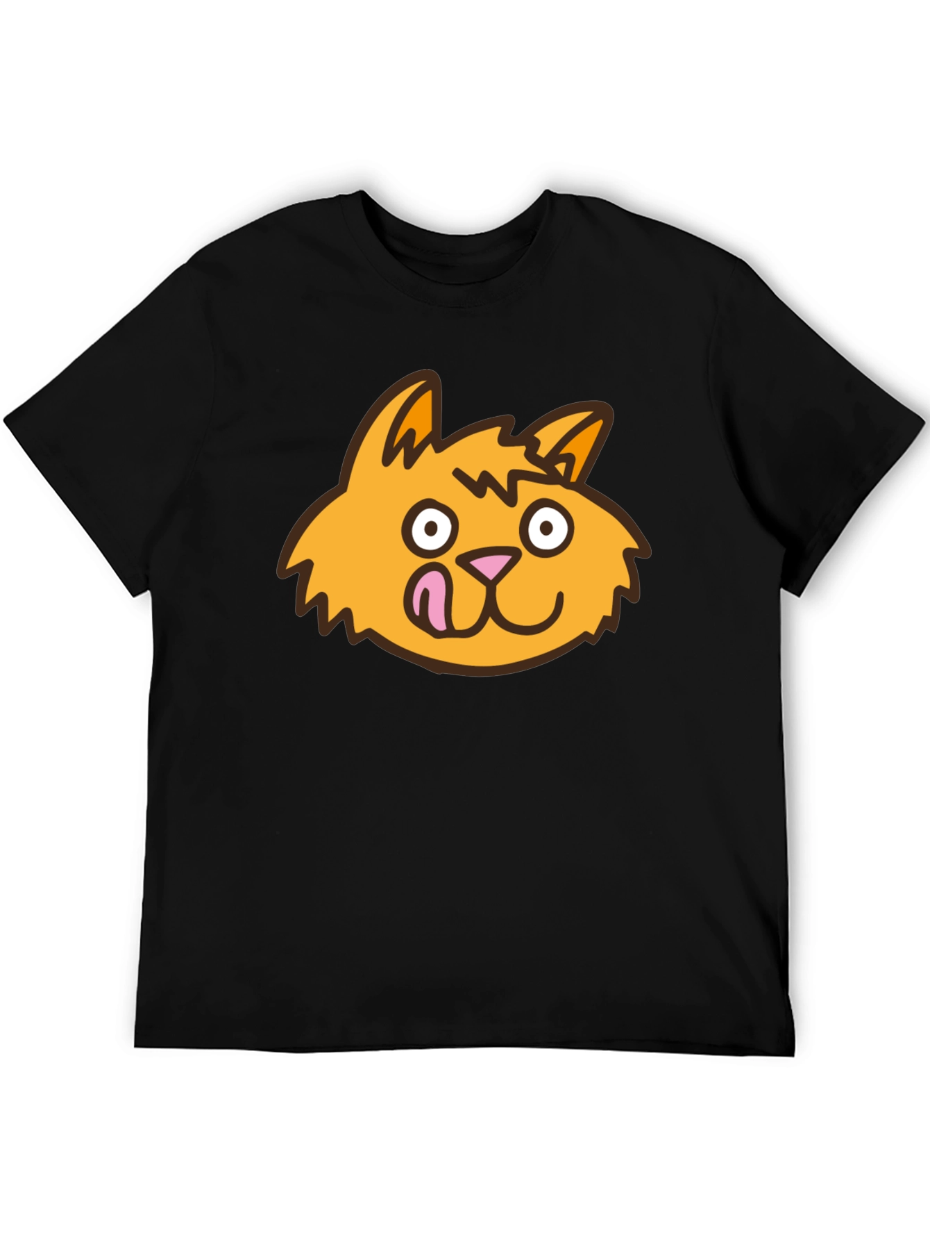 Funny Cat Face Black T-Shirt