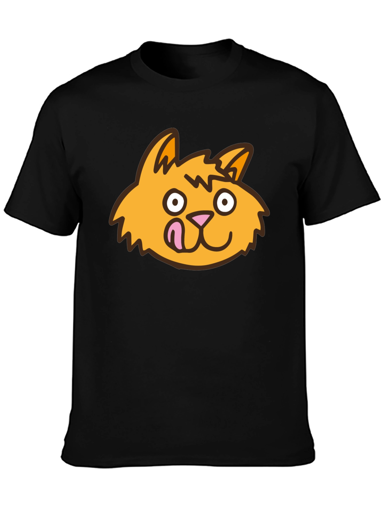 Funny Cat Face Black T-Shirt