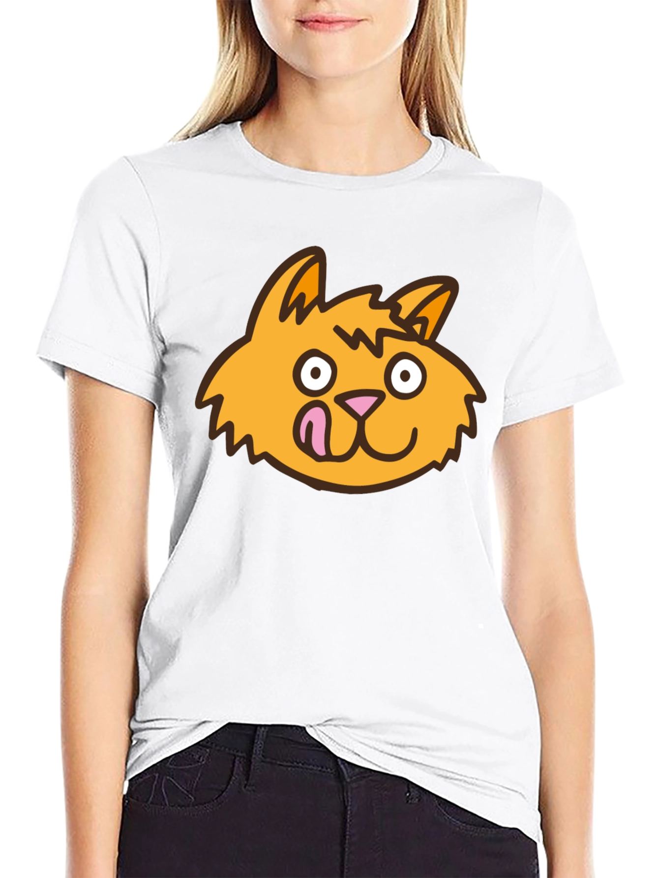 Funny Cat Face Black T-Shirt