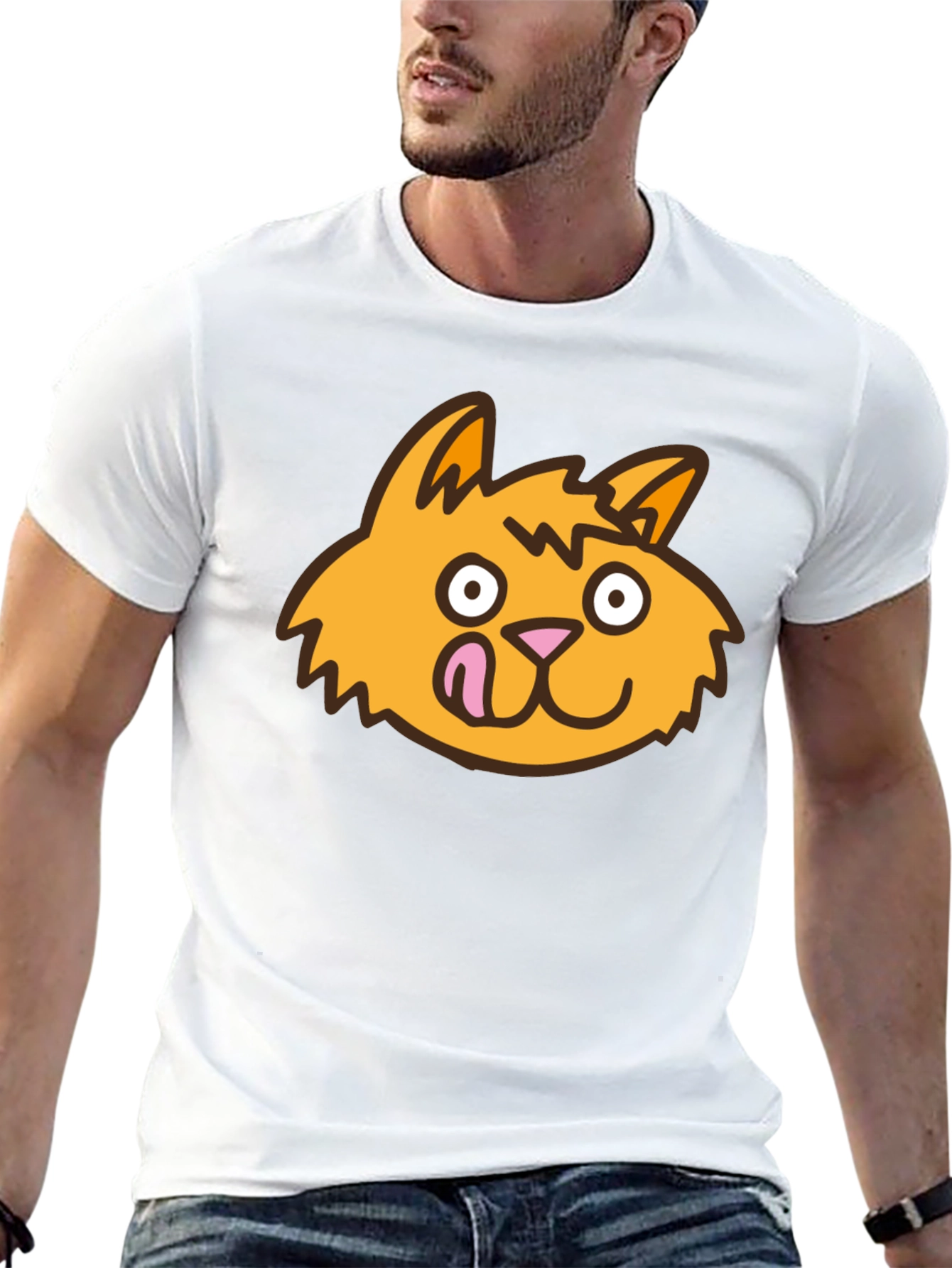 Funny Cat Face Black T-Shirt