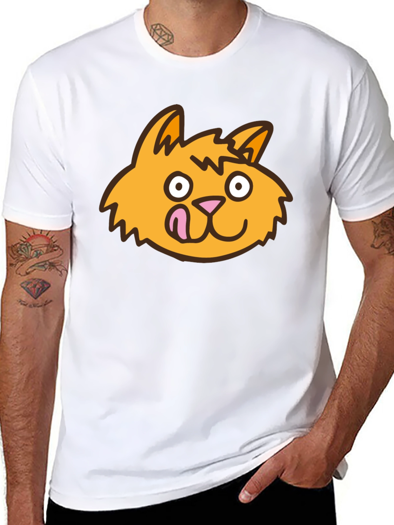 Funny Cat Face Black T-Shirt