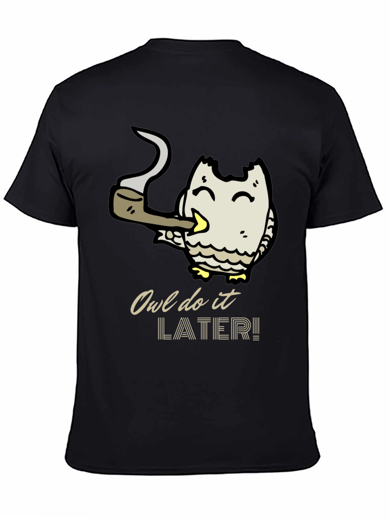Owl Do It Later T-Shirt - Black Cotton Tee
