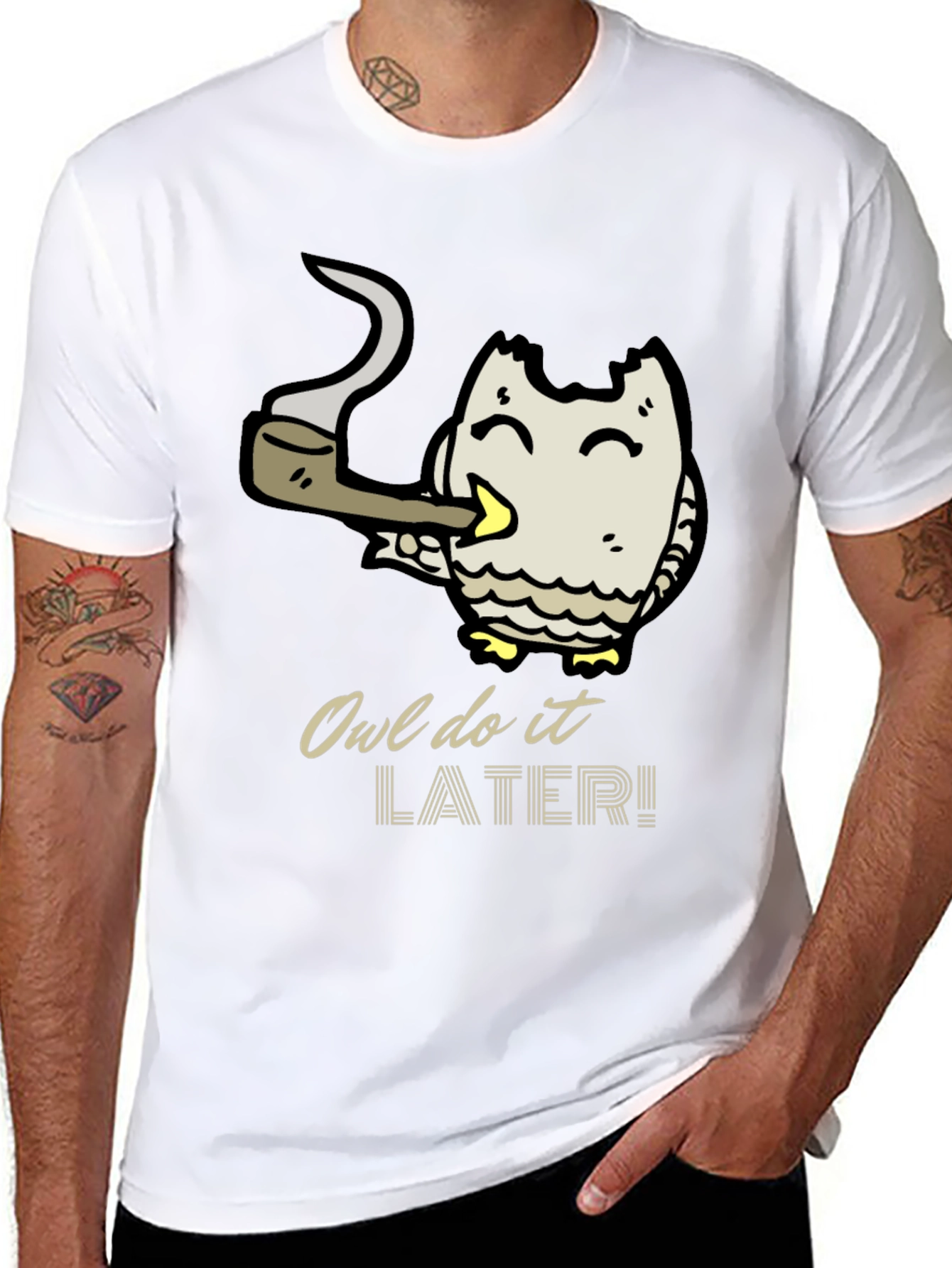 Owl Do It Later T-Shirt - Black Cotton Tee